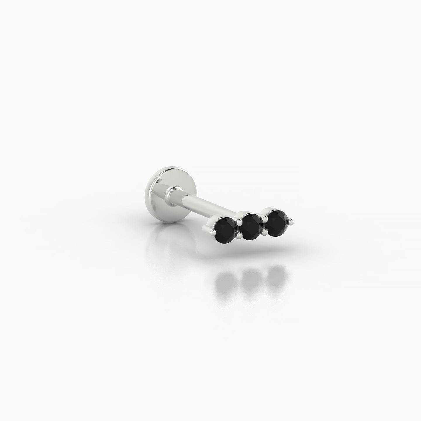 Ma'at | 18k White Gold 8 mm 6.5 mm Trilogy Black Diamond Piercing