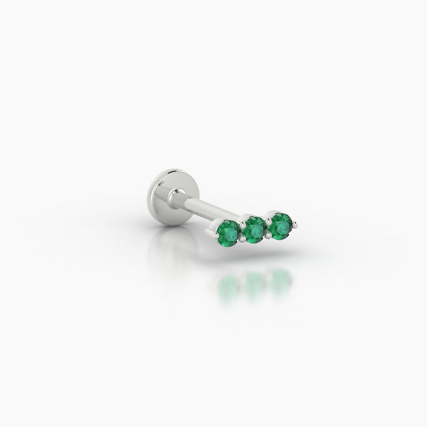 Ma'at | 18k White Gold 8 mm 6.5 mm Trilogy Emerald Piercing