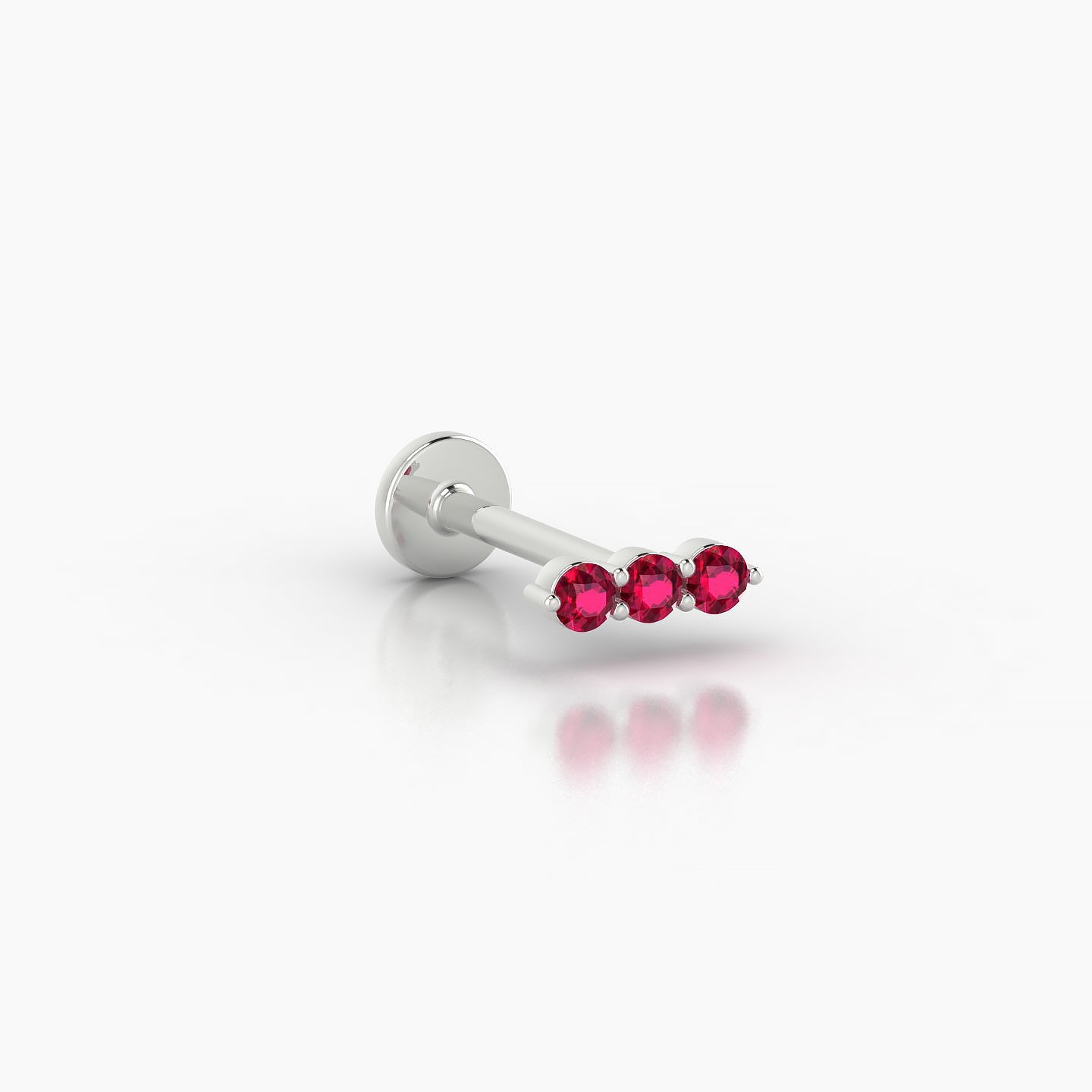 Ma'at | 18k White Gold 8 mm 6.5 mm Trilogy Ruby Piercing