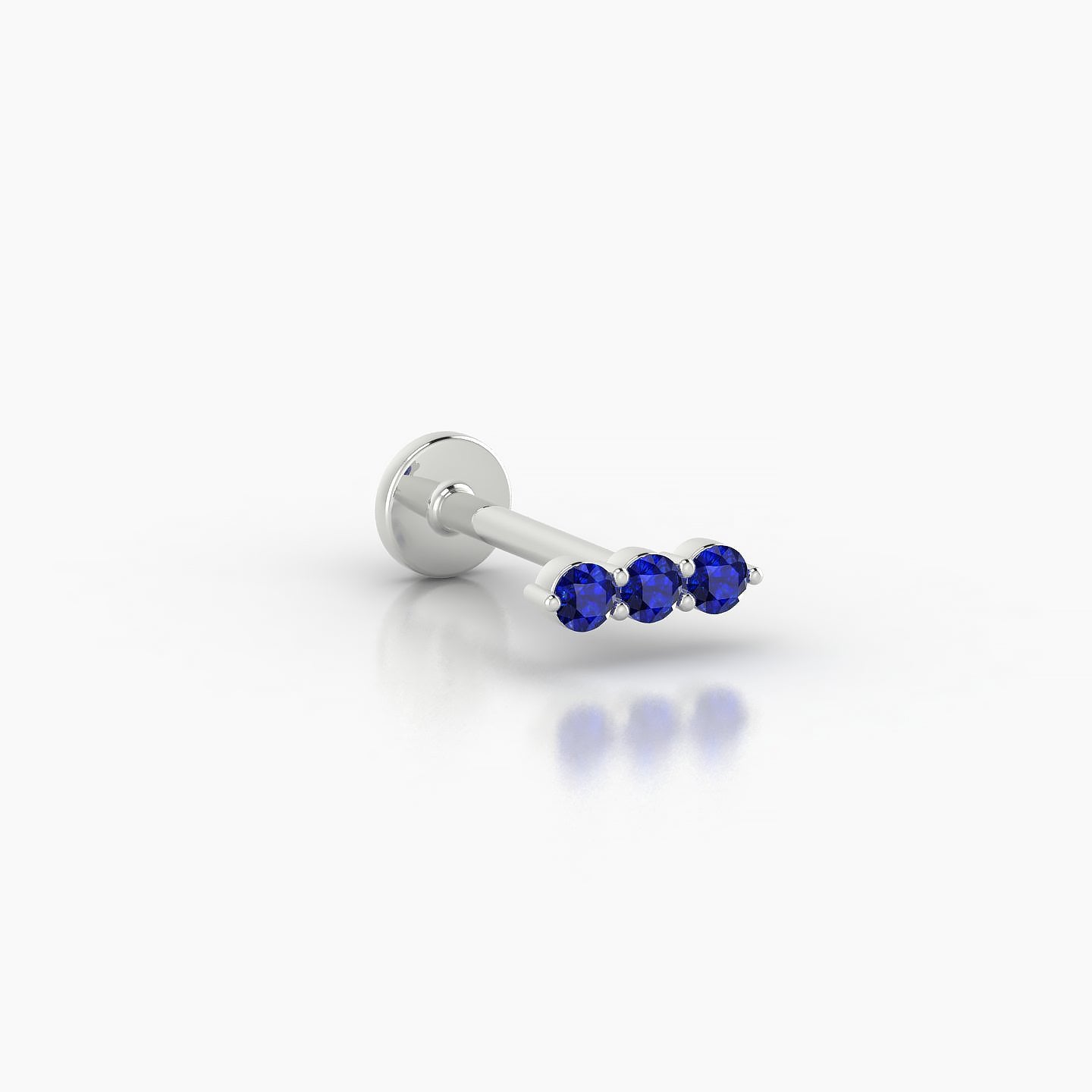 Ma'at | 18k White Gold 8 mm 6.5 mm Trilogy Sapphire Piercing