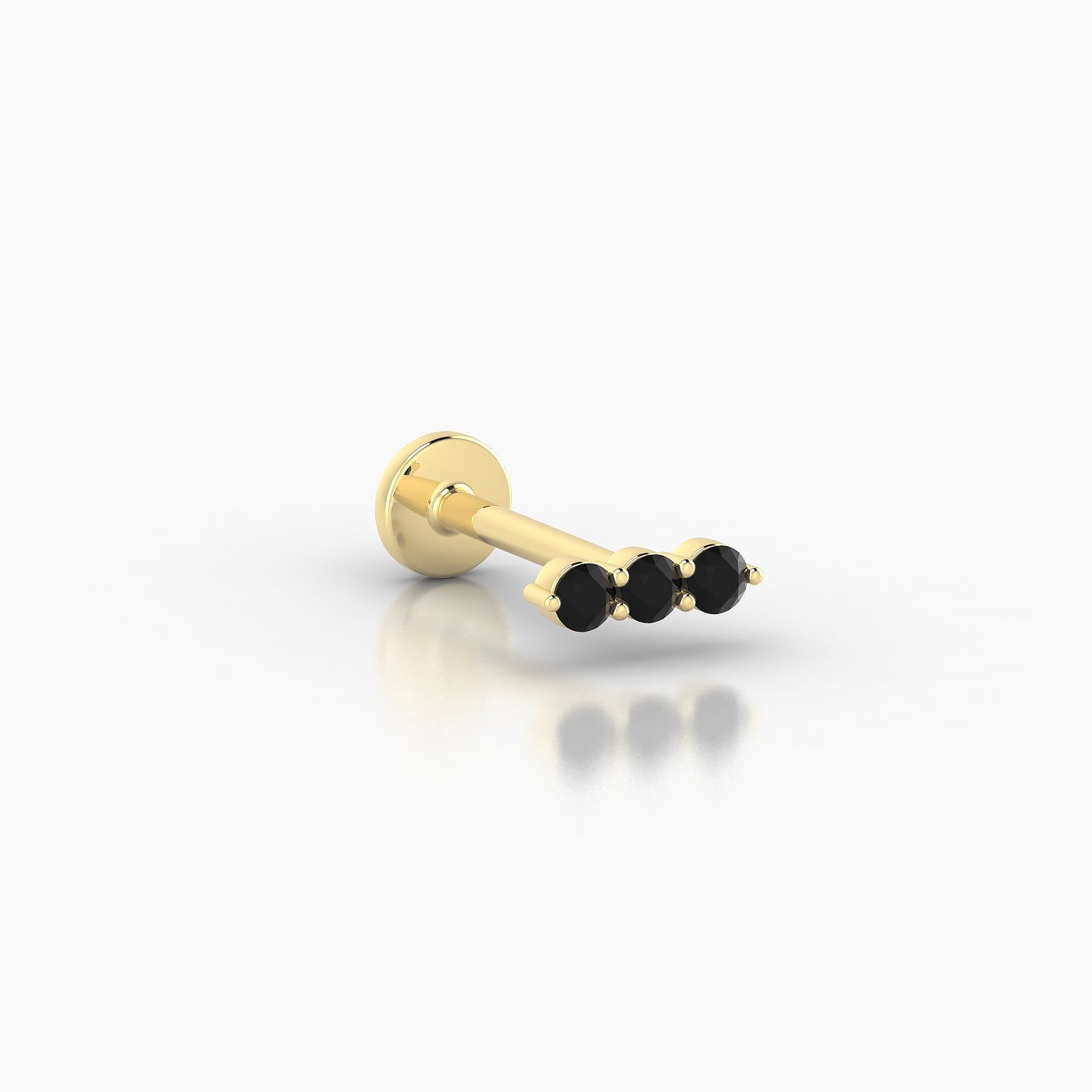 Ma'at | 18k Yellow Gold 8 mm 6.5 mm Trilogy Black Diamond Piercing