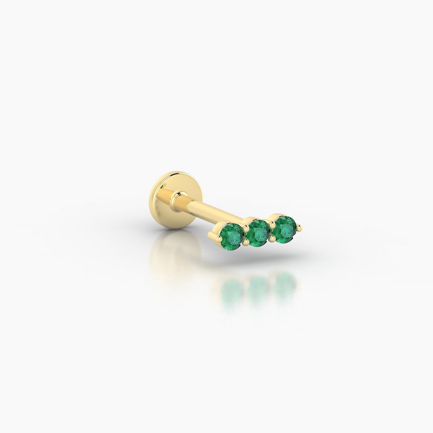 Ma'at | 18k Yellow Gold 8 mm 6.5 mm Trilogy Emerald Piercing