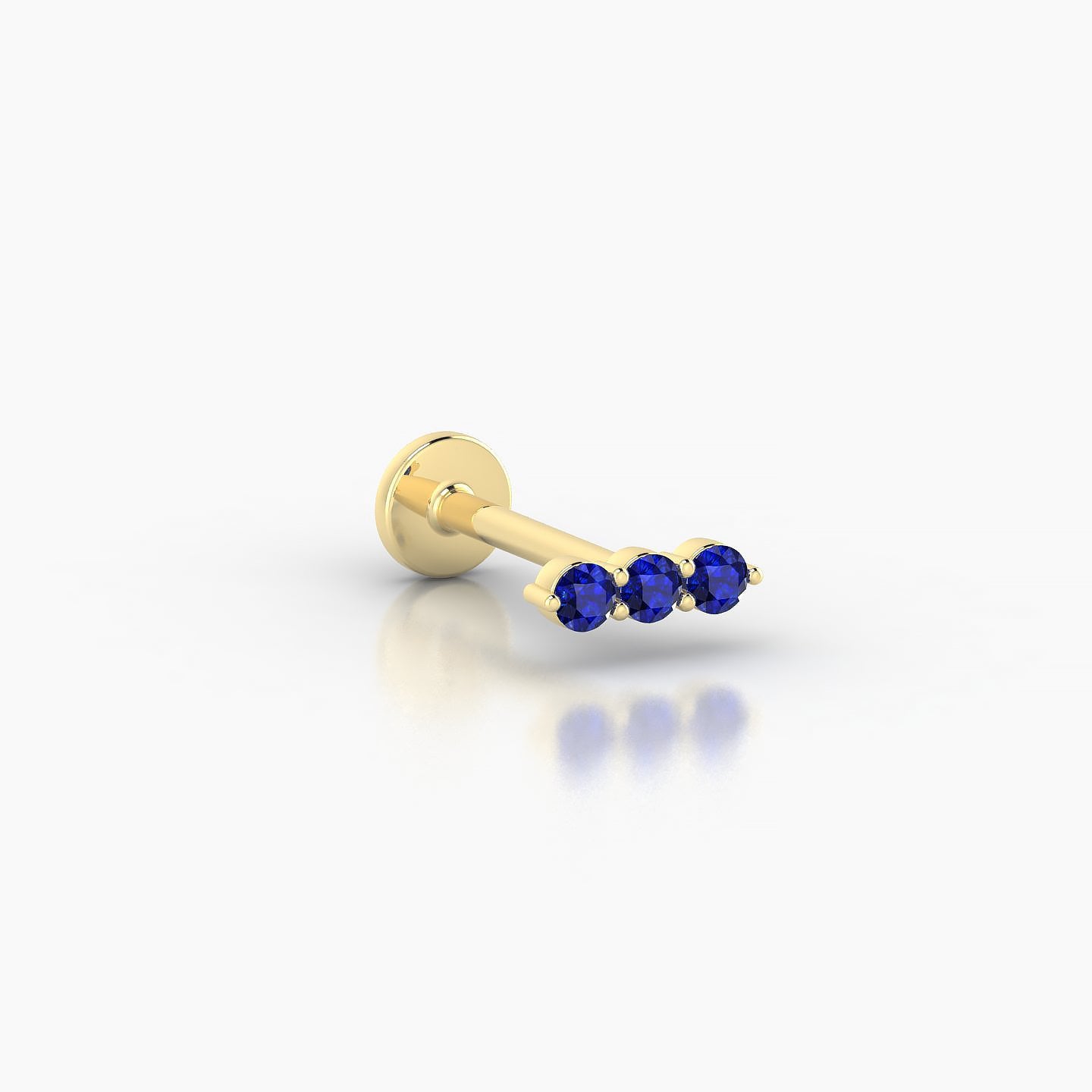 Ma'at | 18k Yellow Gold 8 mm 6.5 mm Trilogy Sapphire Piercing