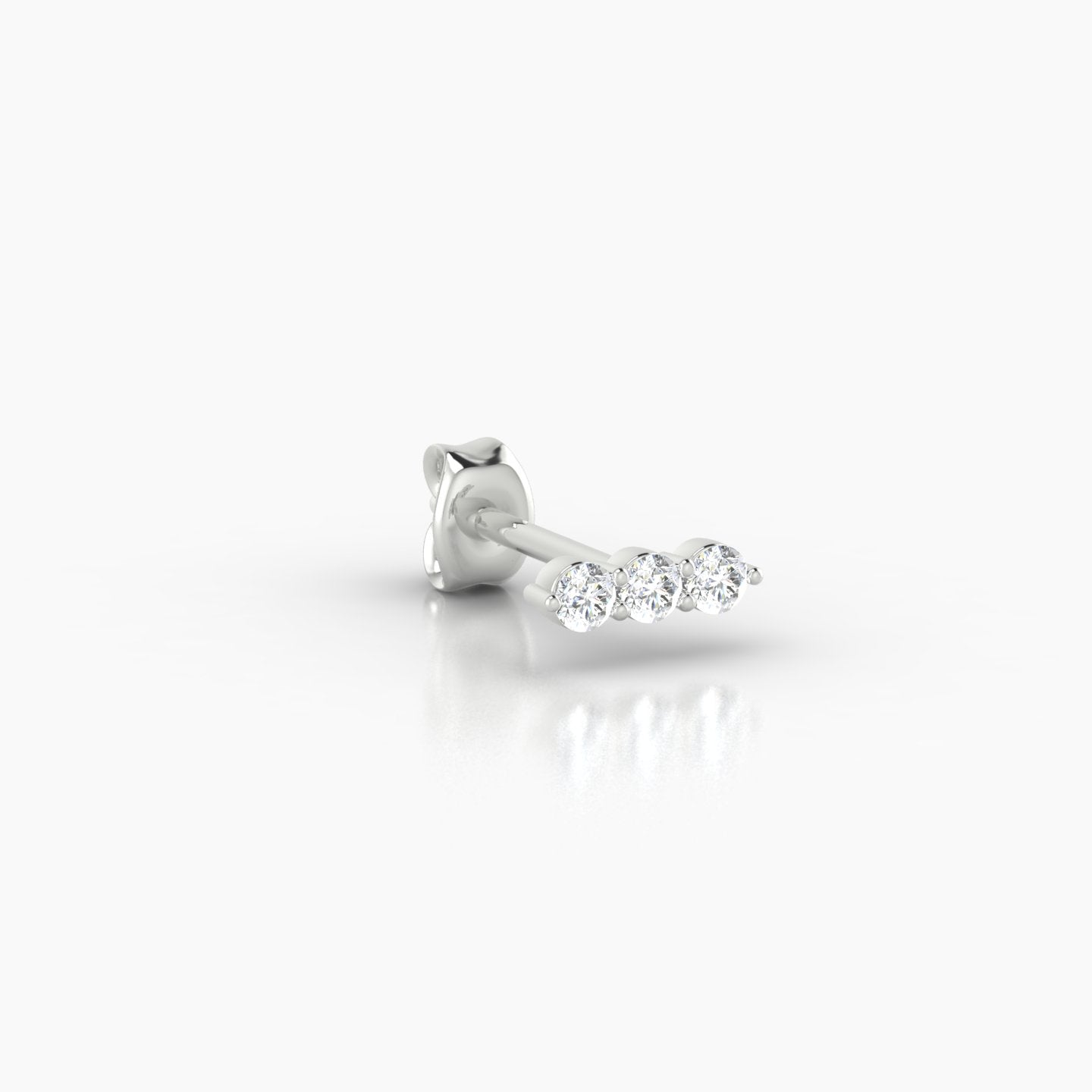 Ma'at | 18k White Gold 6.5 mm Trilogy Diamond Earring