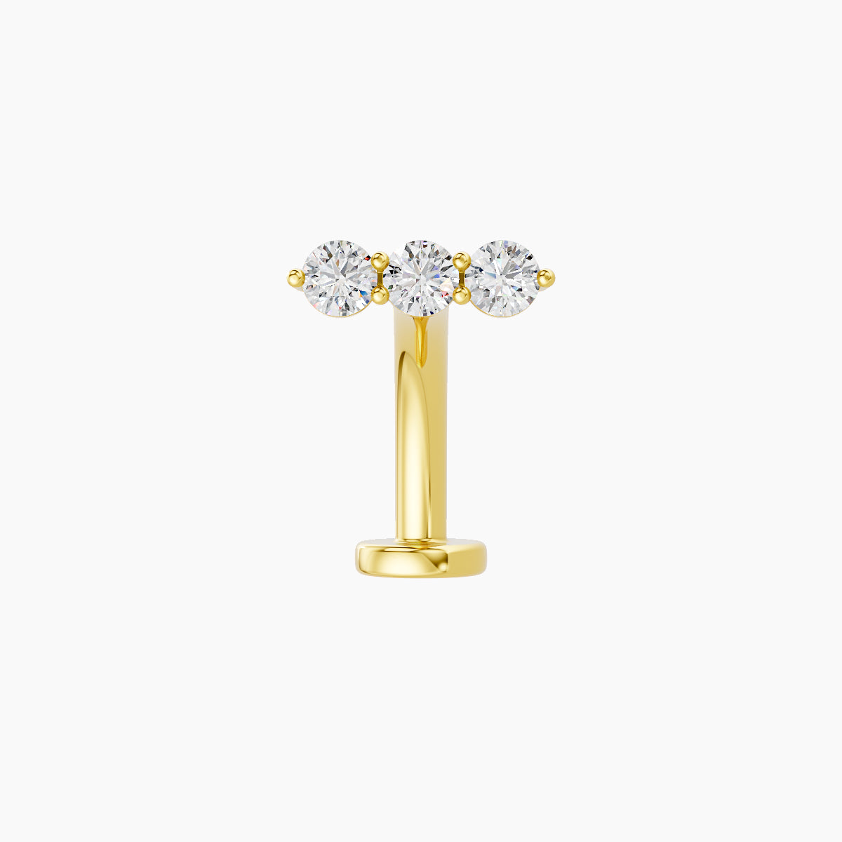 Ma'at | 18k Yellow Gold 7 mm 10 mm Trilogy Diamond Floating Navel Piercing