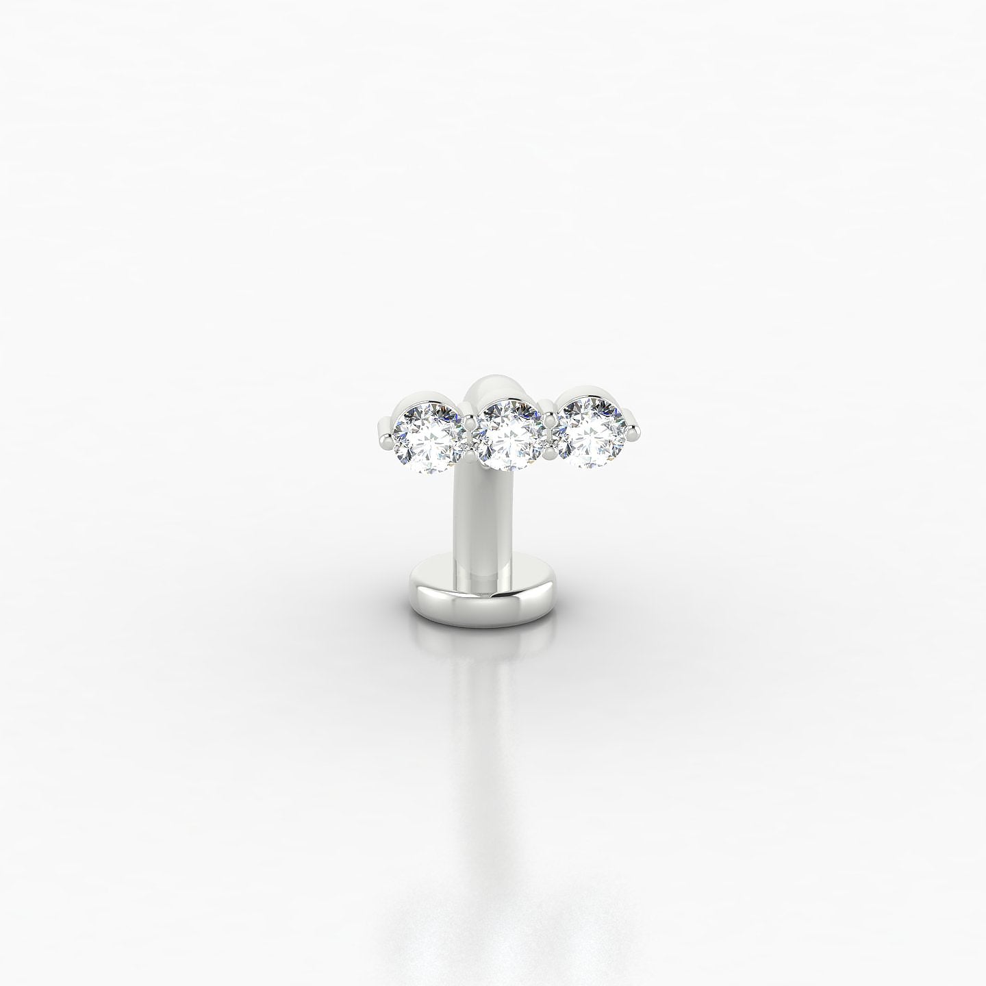 Ma'at | 18k White Gold 10 mm 7.5 mm Trilogy Diamond Floating Navel Piercing