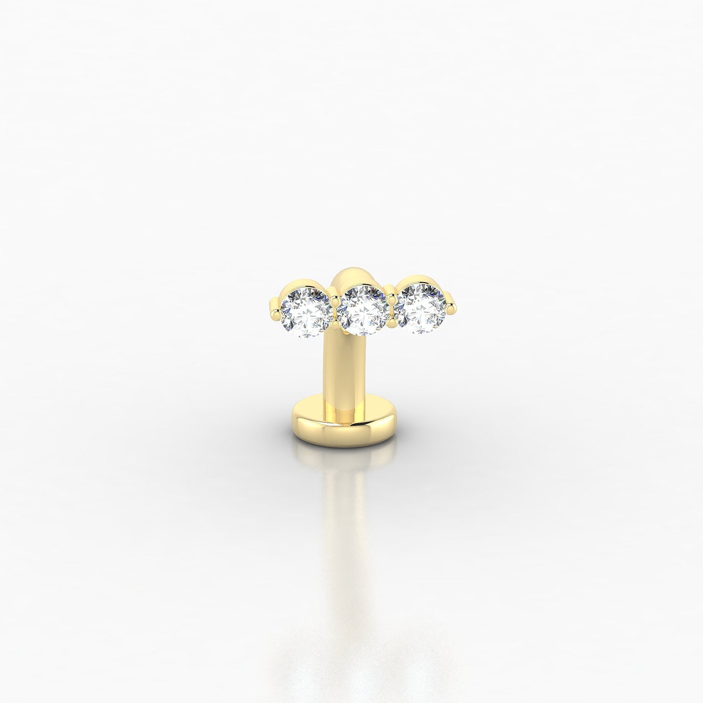 Ma'at | 18k Yellow Gold 10 mm 7.5 mm Trilogy Diamond Floating Navel Piercing