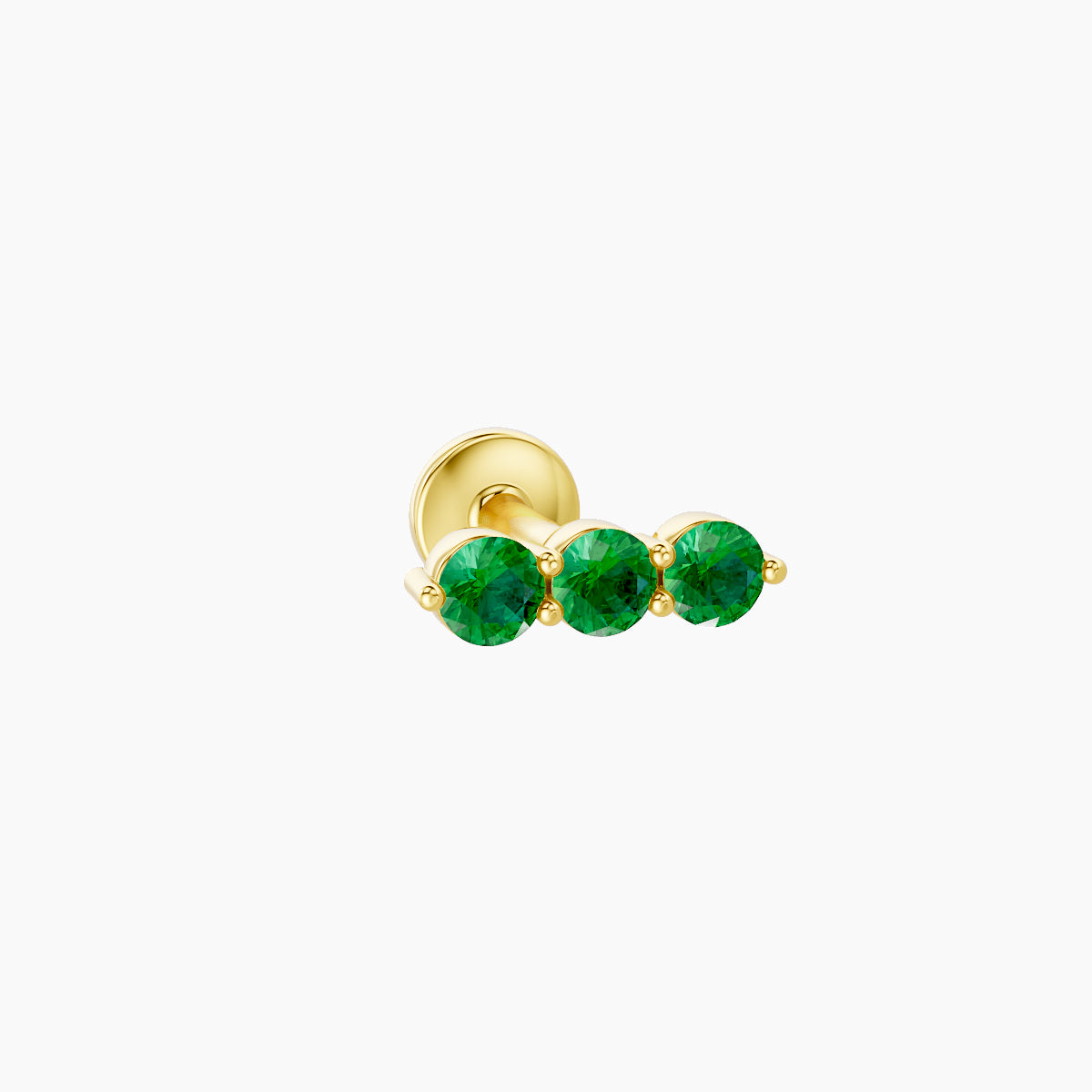 Ma'at | 18k Yellow Gold 5 mm 7 mm Trilogy Emerald Piercing