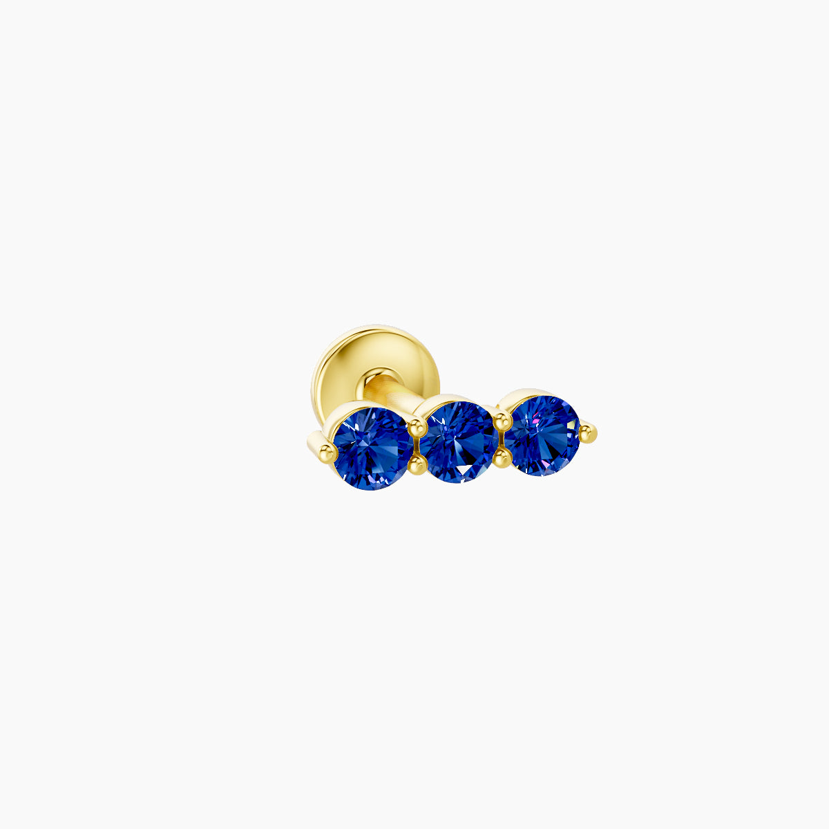 Ma'at | 18k Yellow Gold 5 mm 7 mm Trilogy Sapphire Piercing