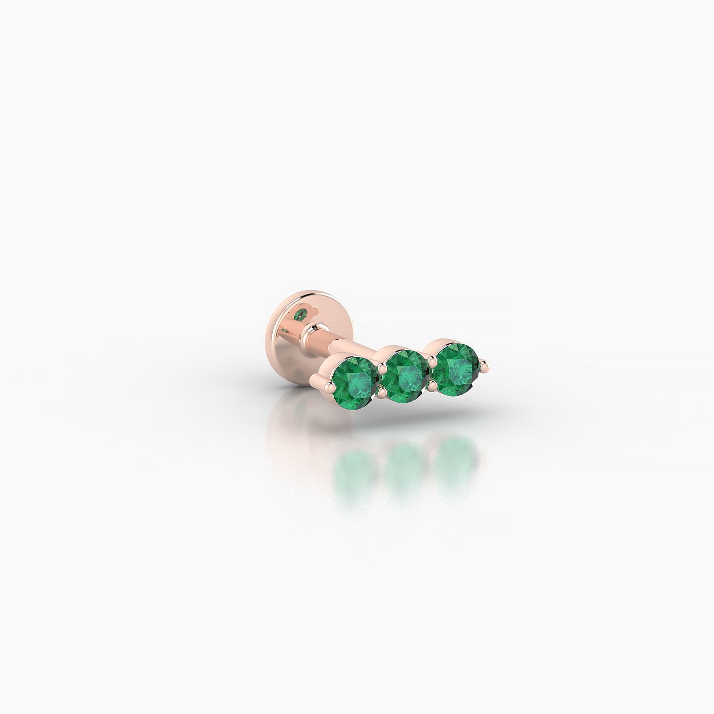 Ma'at | 18k Rose Gold 5 mm 7.5 mm Trilogy Emerald Piercing