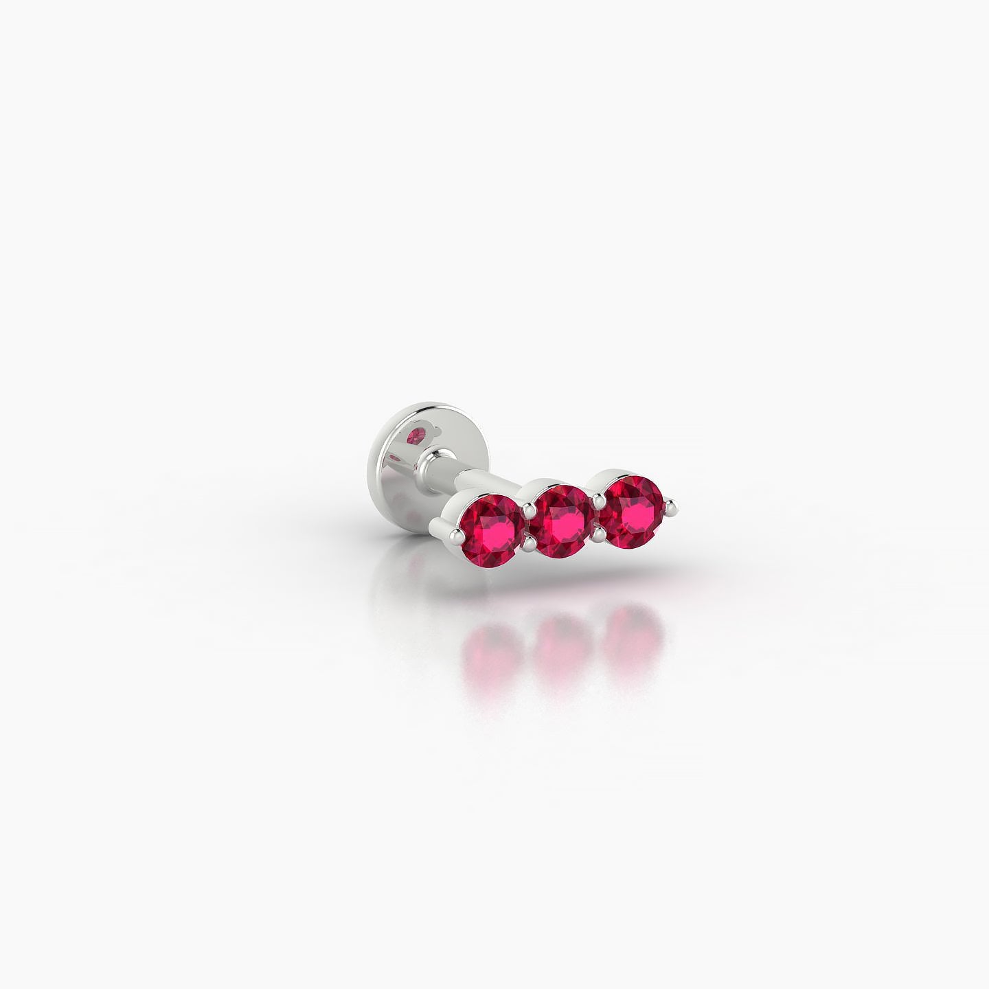 Ma'at | 18k White Gold 5 mm 7.5 mm Trilogy Ruby Piercing