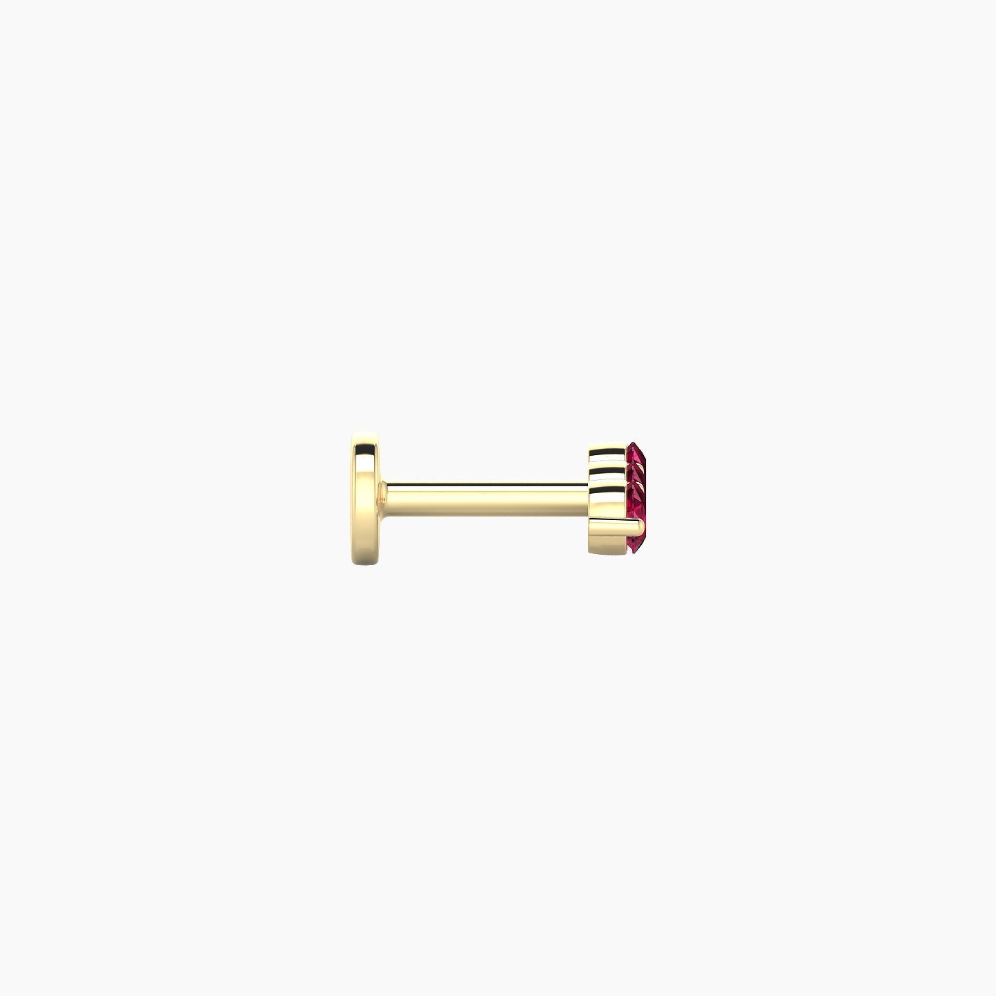 Ma'at | 18k Yellow Gold 5 mm 7.5 mm Trilogy Ruby Piercing