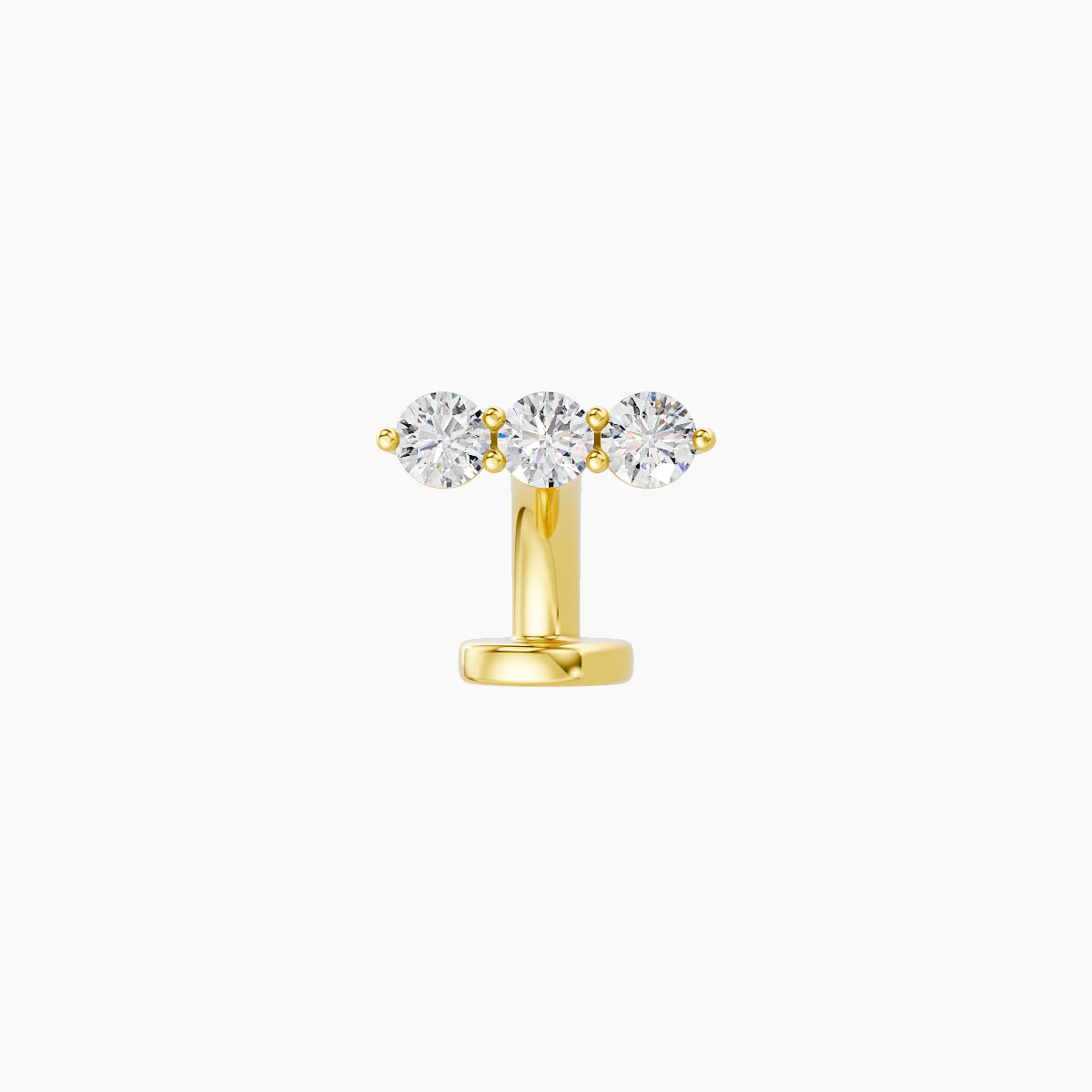 Ma'at | 18k Yellow Gold 7 mm 6 mm Trilogy Diamond Floating Navel Piercing