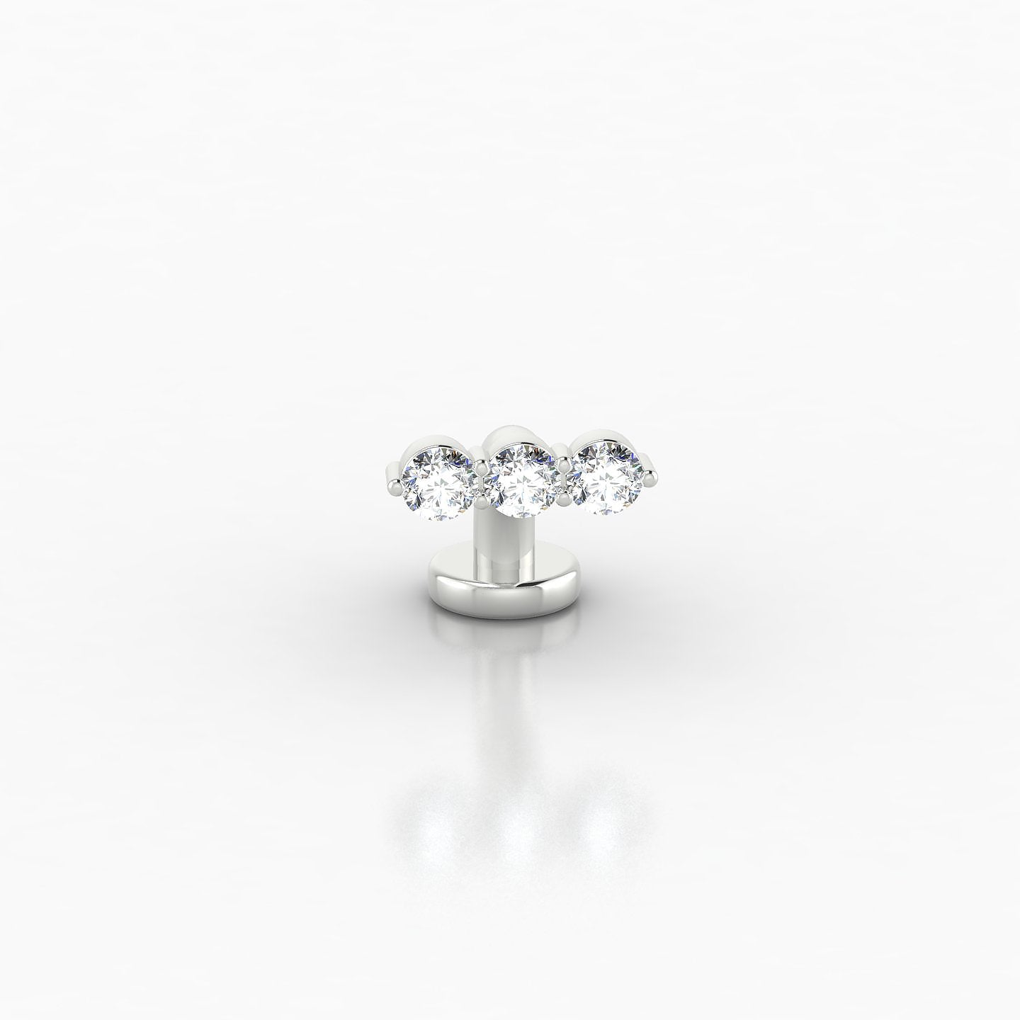Ma'at | 18k White Gold 6 mm 7.5 mm Trilogy Diamond Floating Navel Piercing