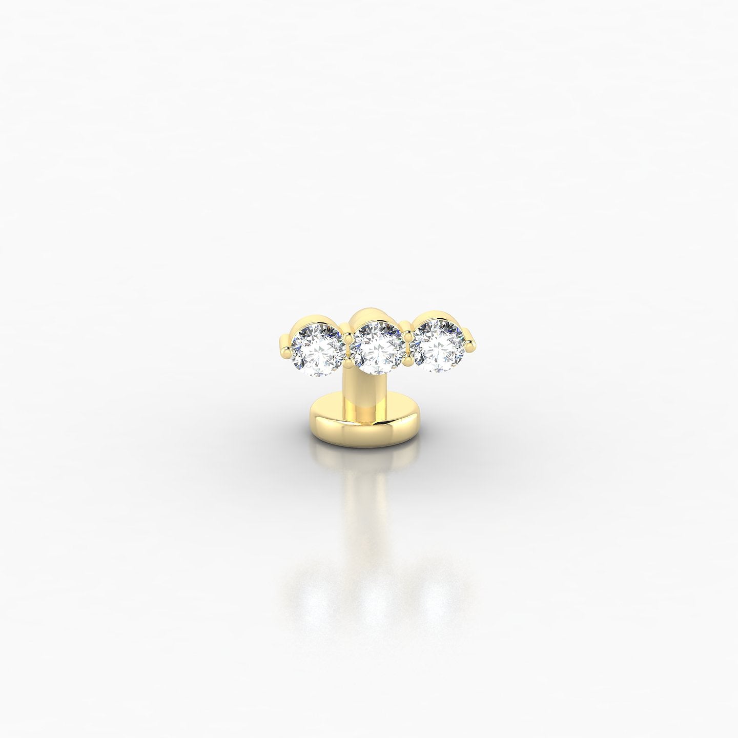 Ma'at | 18k Yellow Gold 6 mm 7.5 mm Trilogy Diamond Floating Navel Piercing