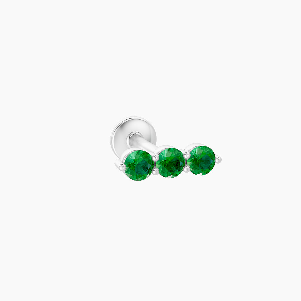 Ma'at | 18k White Gold 6.5 mm 7 mm Trilogy Emerald Piercing