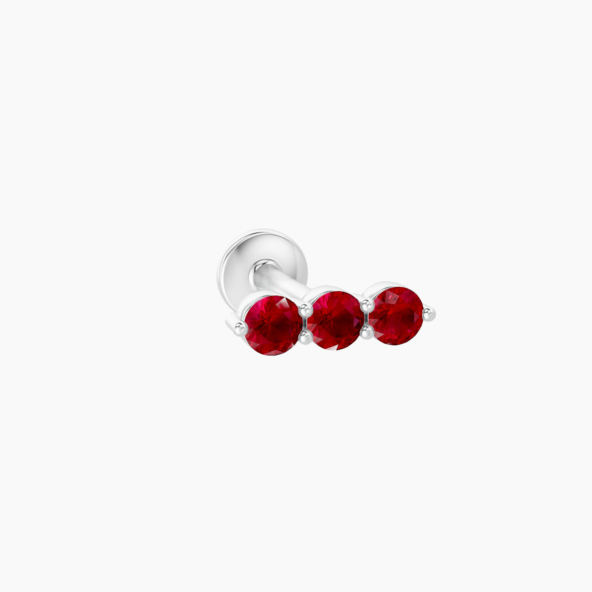 Ma'at | 18k White Gold 6.5 mm 7 mm Trilogy Ruby Piercing