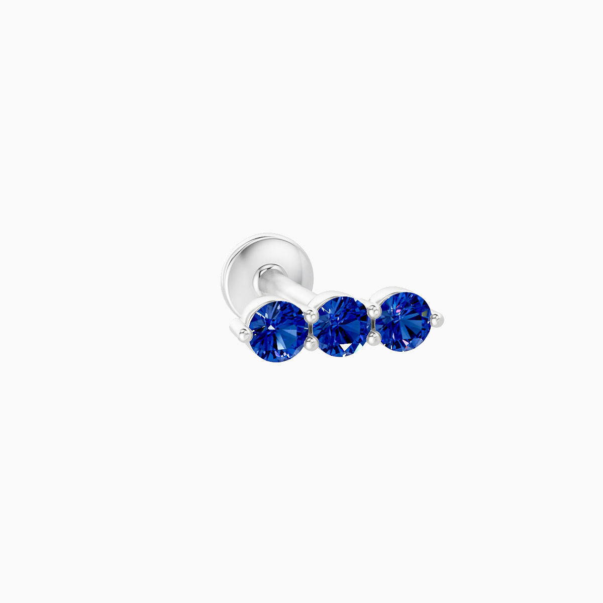 Ma'at | 18k White Gold 6.5 mm 7 mm Trilogy Sapphire Piercing