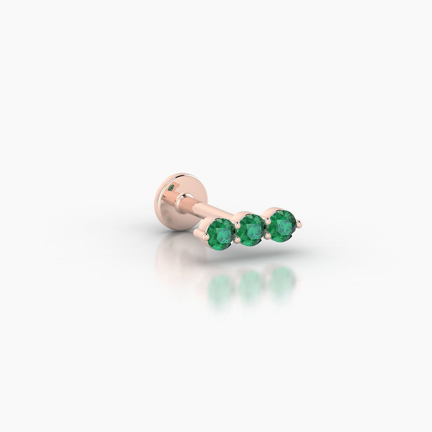 Ma'at | 18k Rose Gold 6.5 mm 7.5 mm Trilogy Emerald Piercing