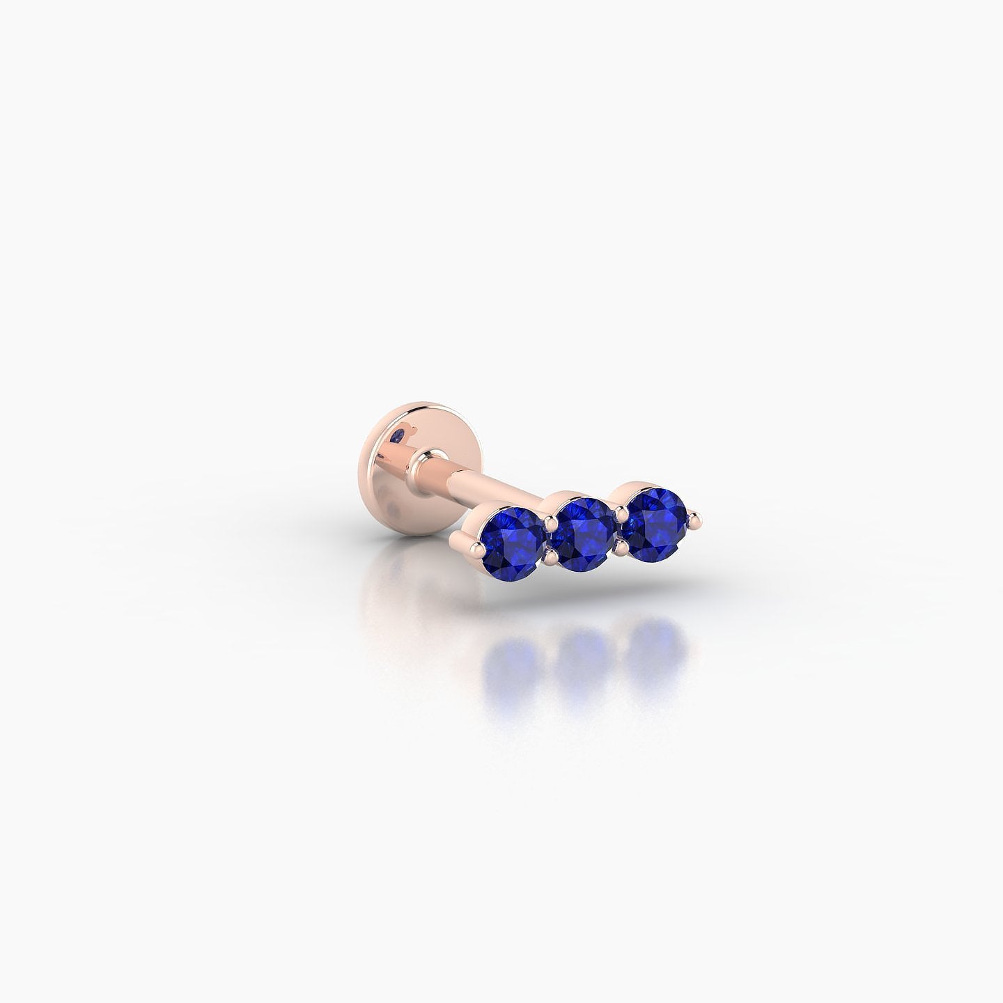 Ma'at | 18k Rose Gold 6.5 mm 7.5 mm Trilogy Sapphire Piercing