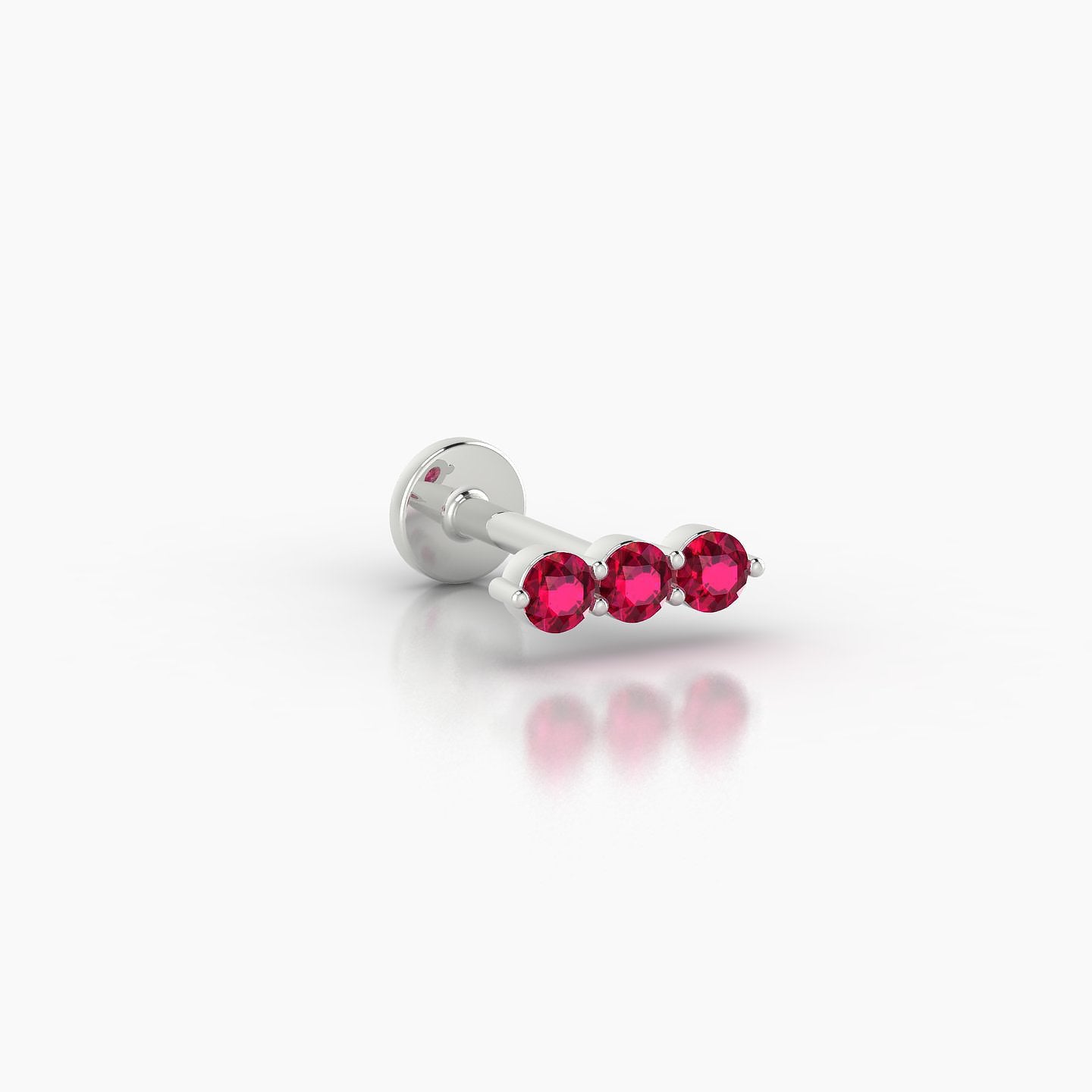 Ma'at | 18k White Gold 6.5 mm 7.5 mm Trilogy Ruby Piercing