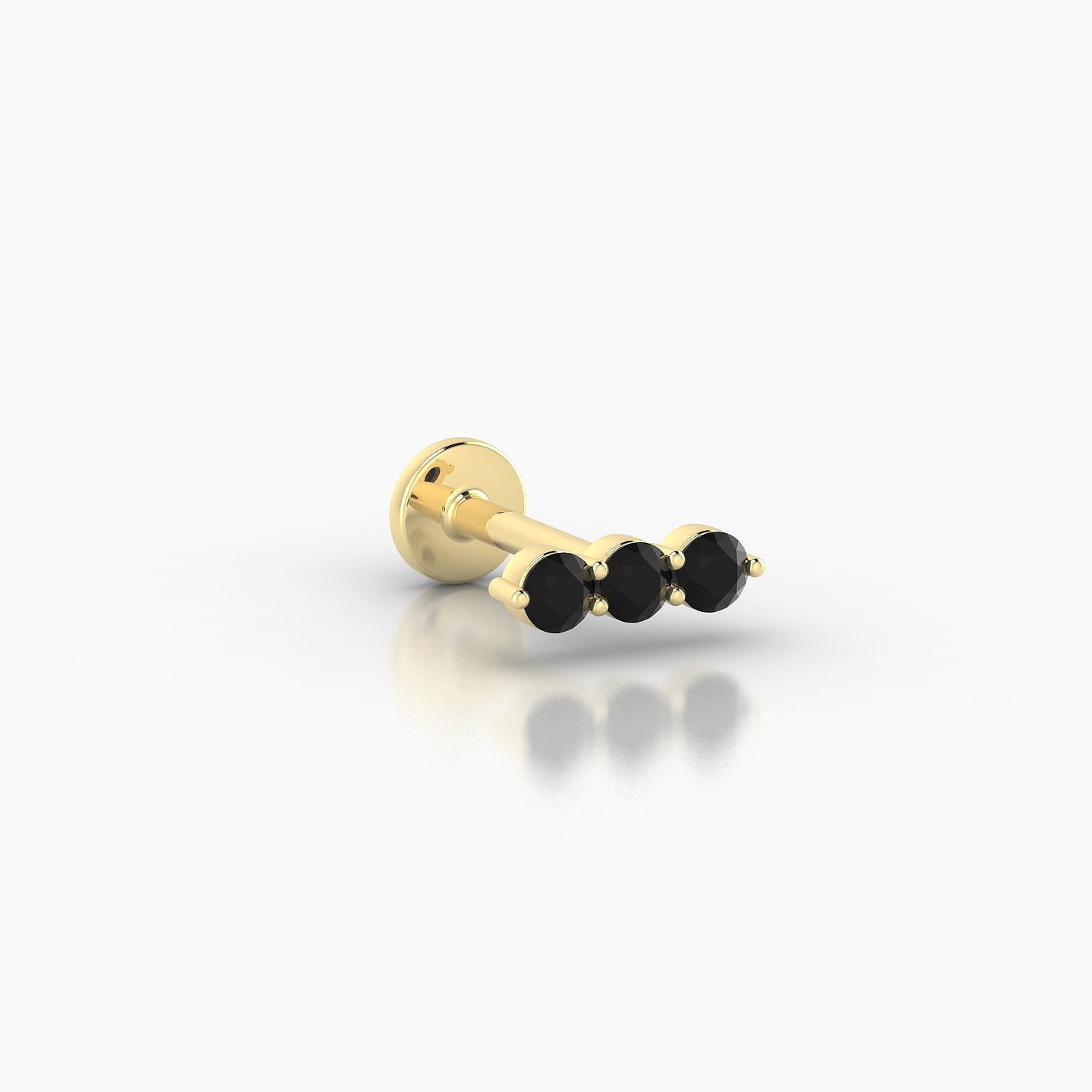 Ma'at | 18k Yellow Gold 6.5 mm 7.5 mm Trilogy Black Diamond Piercing