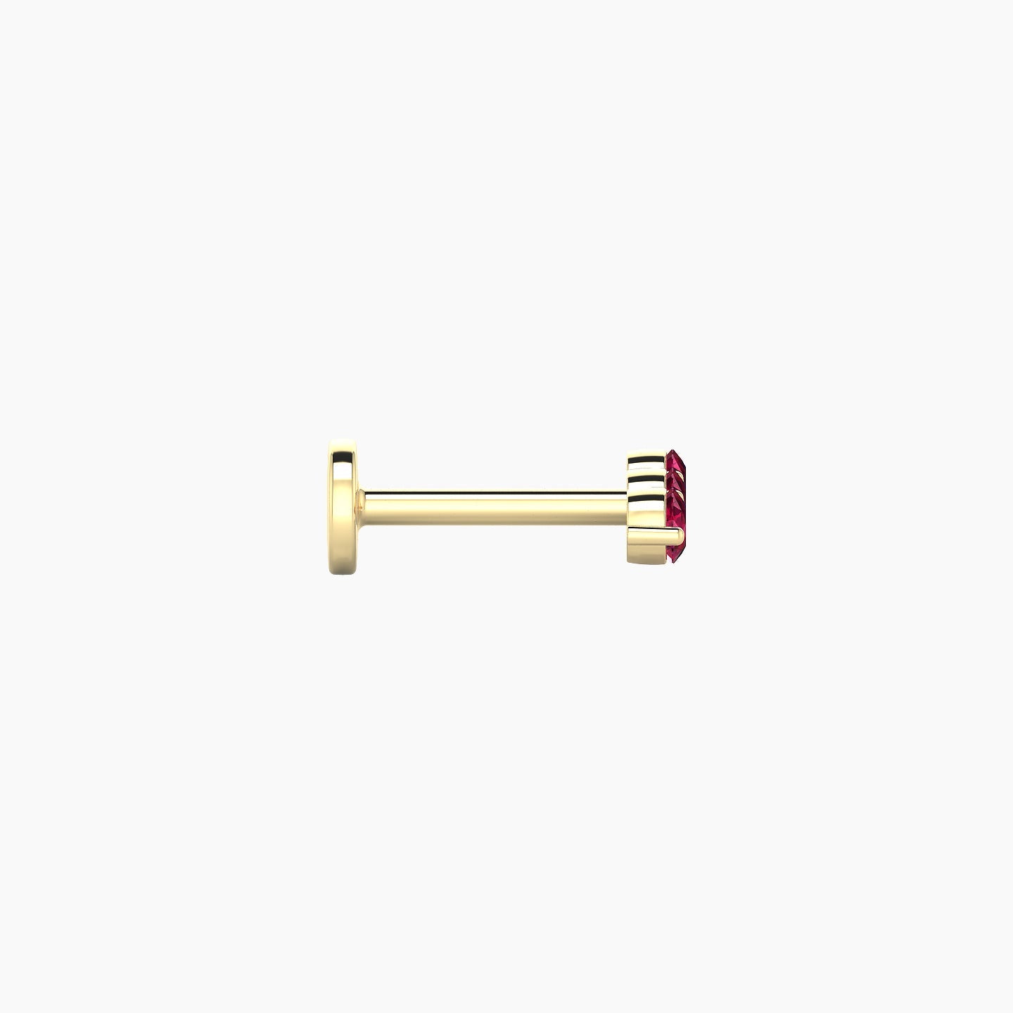 Ma'at | 18k Yellow Gold 6.5 mm 7.5 mm Trilogy Ruby Piercing