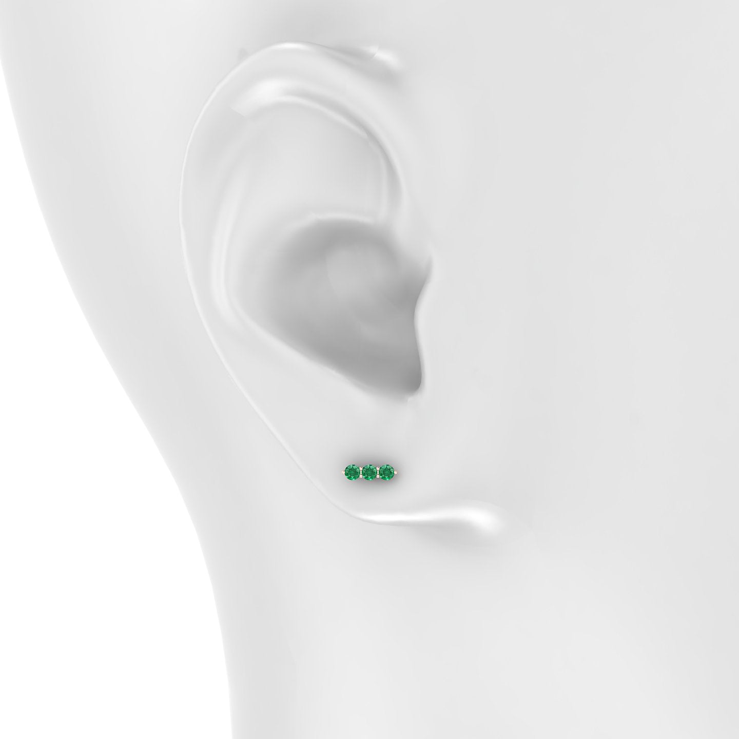 Ma'at | 18k Rose Gold 6.5 mm 7 mm Trilogy Emerald Piercing