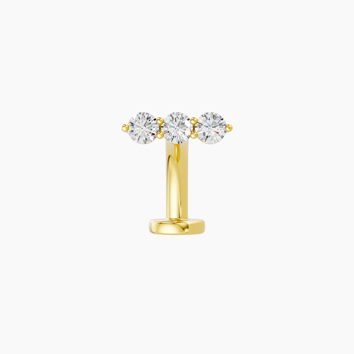 Ma'at | 18k Yellow Gold 7 mm 8 mm Trilogy Diamond Floating Navel Piercing