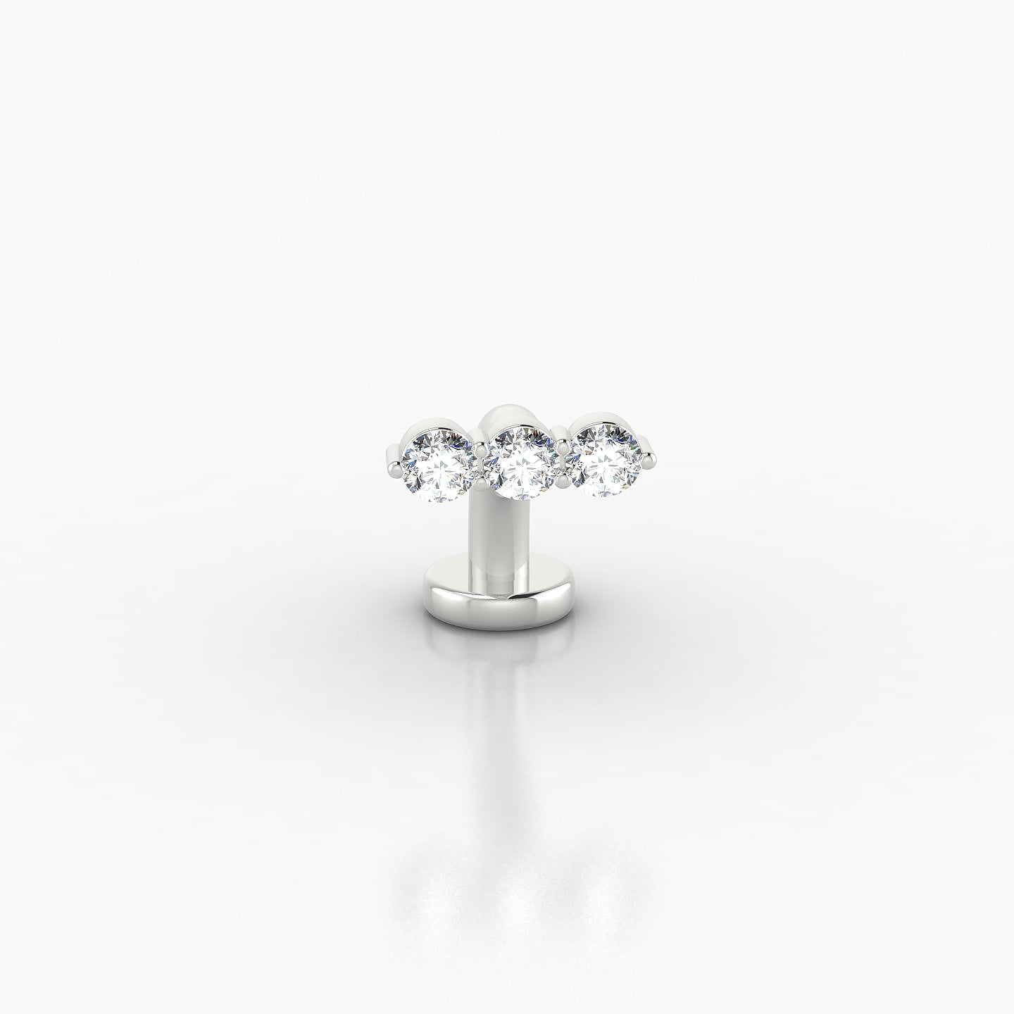 Ma'at | 18k White Gold 8 mm 7.5 mm Trilogy Diamond Floating Navel Piercing
