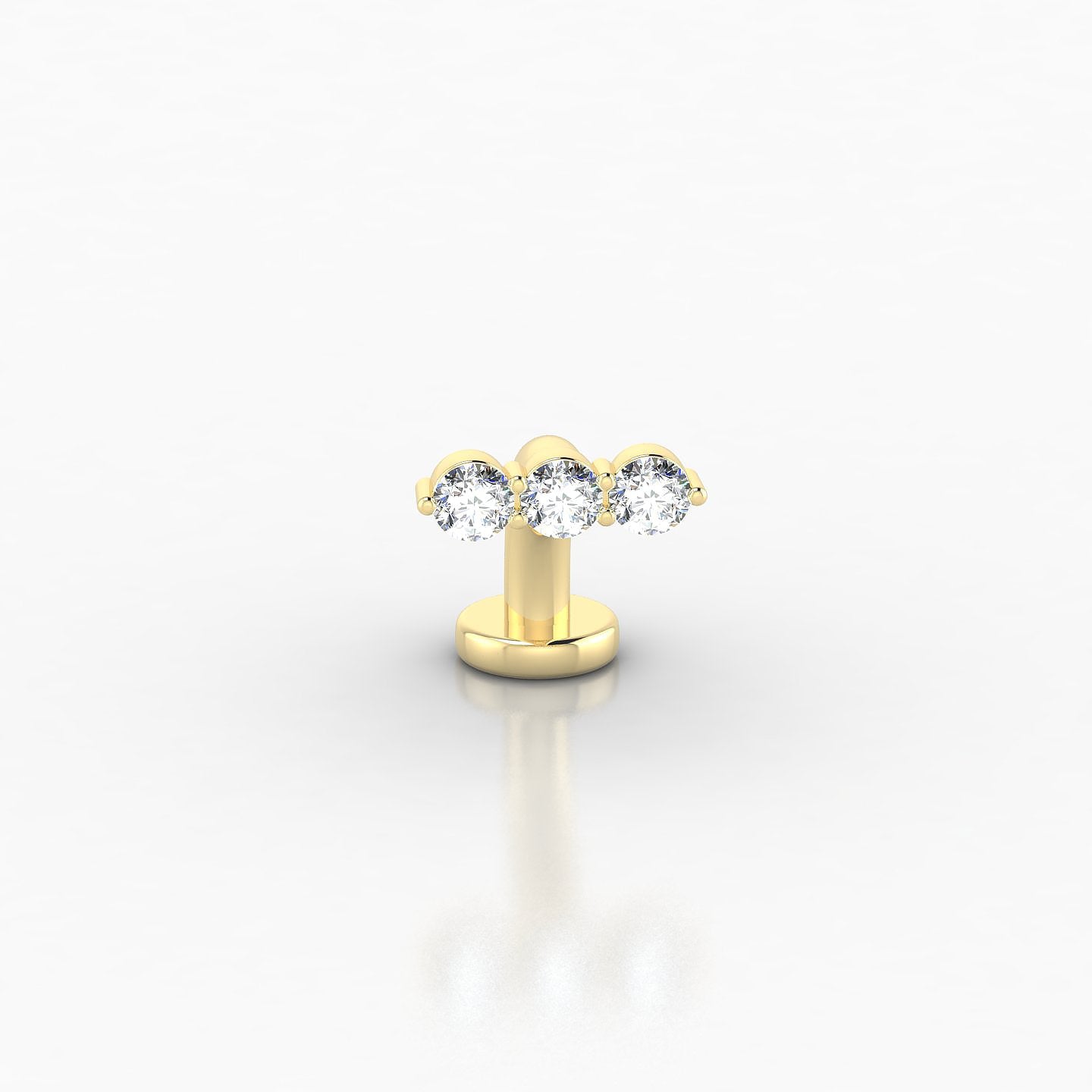 Ma'at | 18k Yellow Gold 8 mm 7.5 mm Trilogy Diamond Floating Navel Piercing