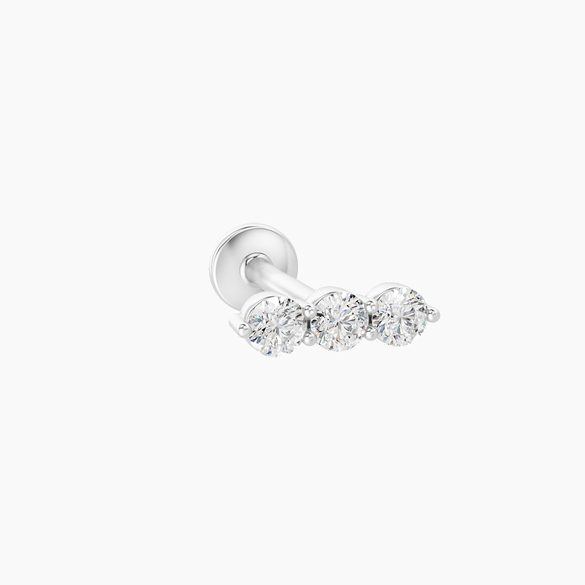Ma'at | 18k White Gold 7 mm 8 mm Trilogy Diamond Piercing