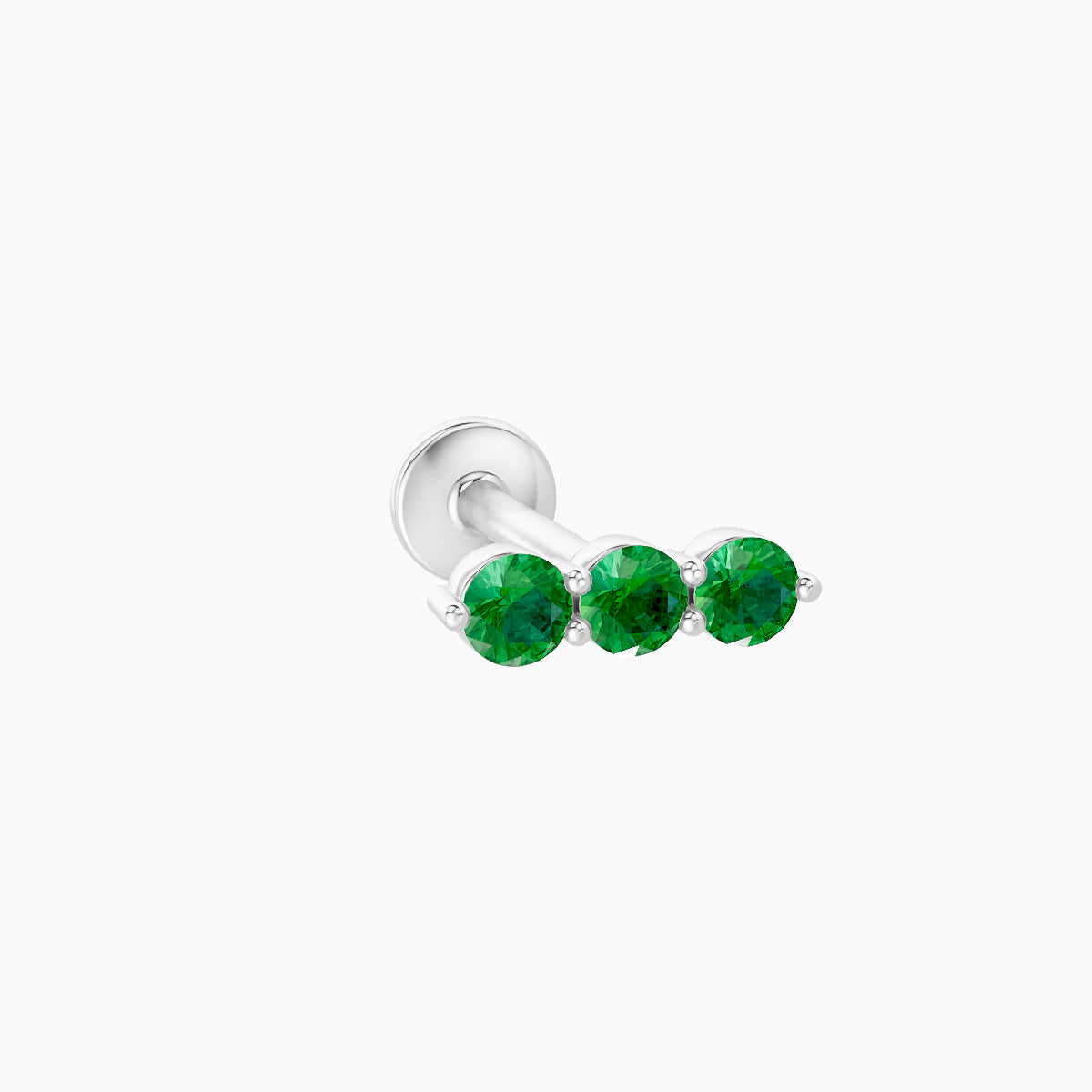 Ma'at | 18k White Gold 8 mm 7 mm Trilogy Emerald Piercing