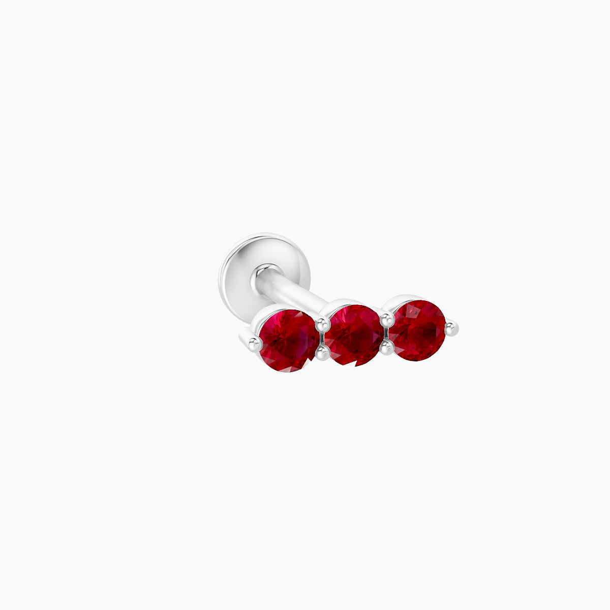 Ma'at | 18k White Gold 8 mm 7 mm Trilogy Ruby Piercing