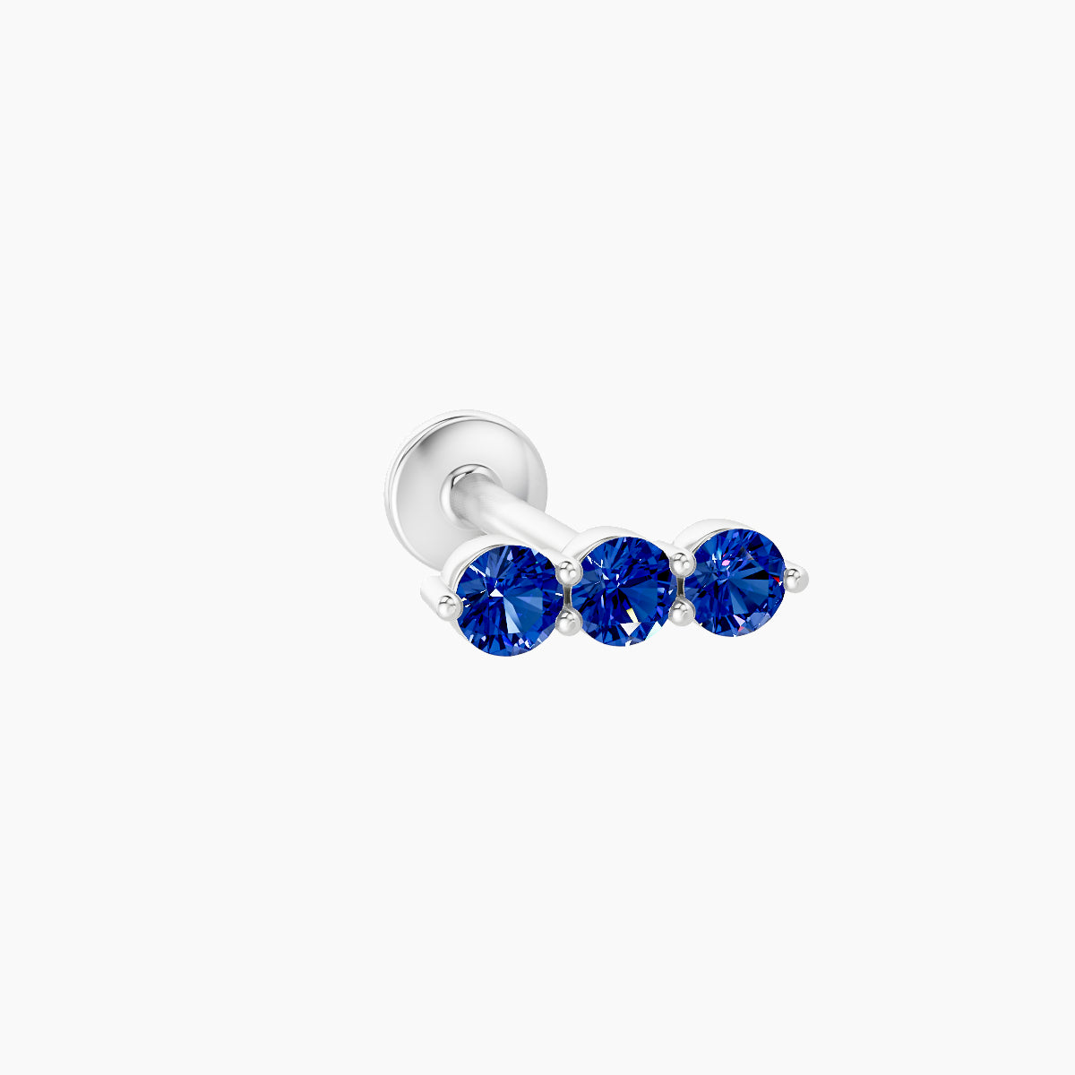 Ma'at | 18k White Gold 8 mm 7 mm Trilogy Sapphire Piercing