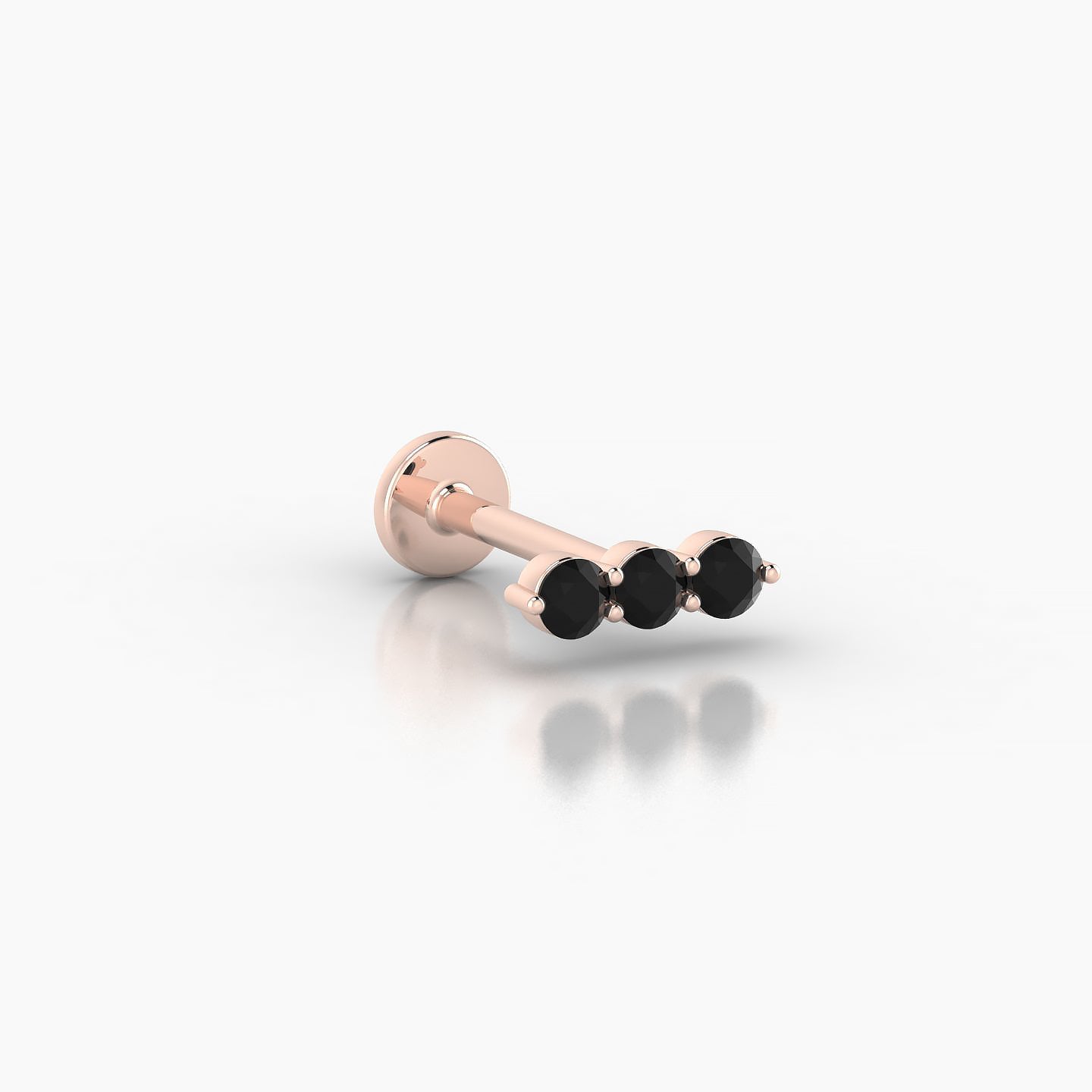 Ma'at | 18k Rose Gold 8 mm 7.5 mm Trilogy Black Diamond Piercing