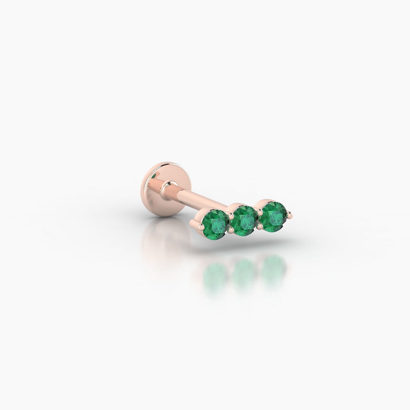 Ma'at | 18k Rose Gold 8 mm 7.5 mm Trilogy Emerald Piercing