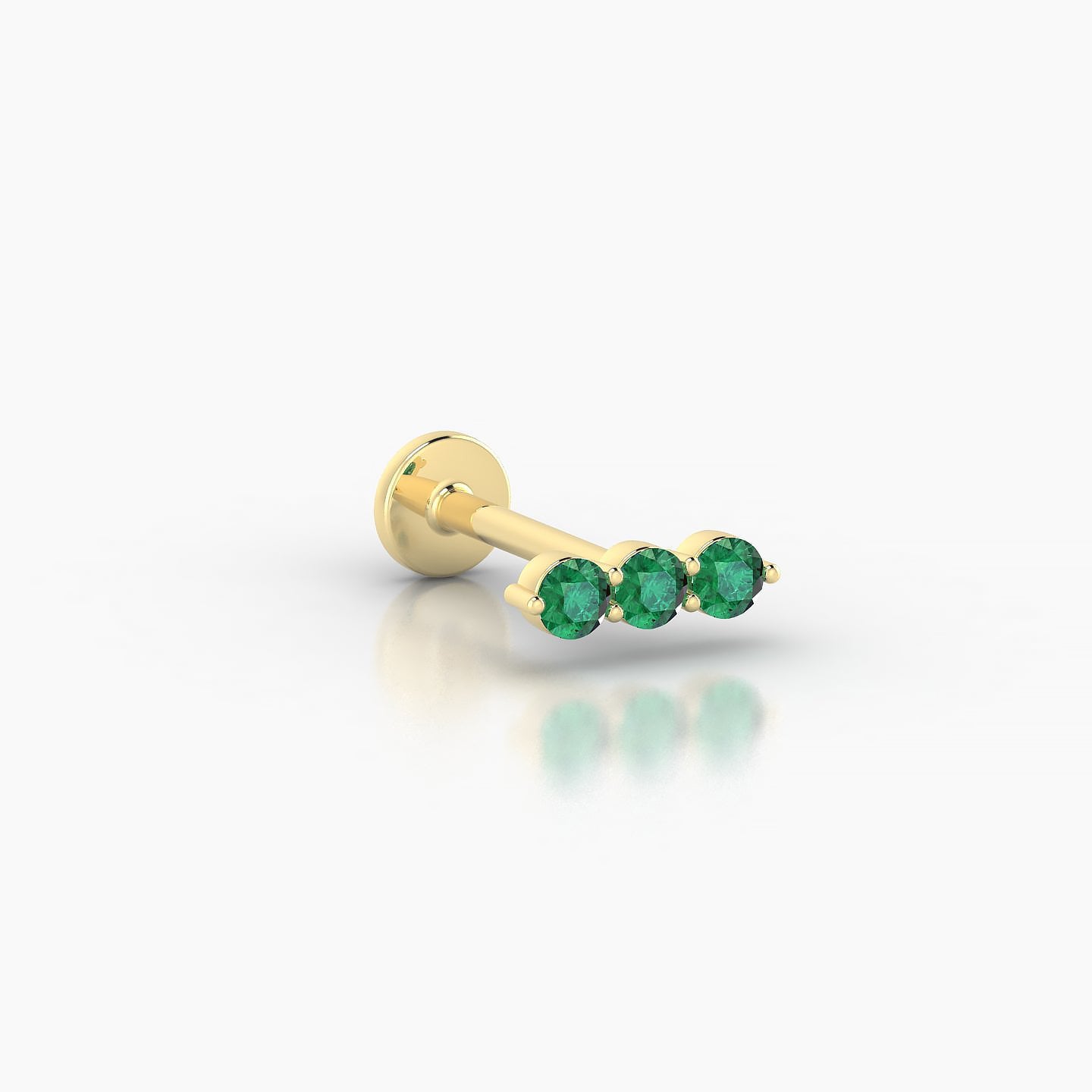 Ma'at | 18k Yellow Gold 8 mm 7.5 mm Trilogy Emerald Piercing