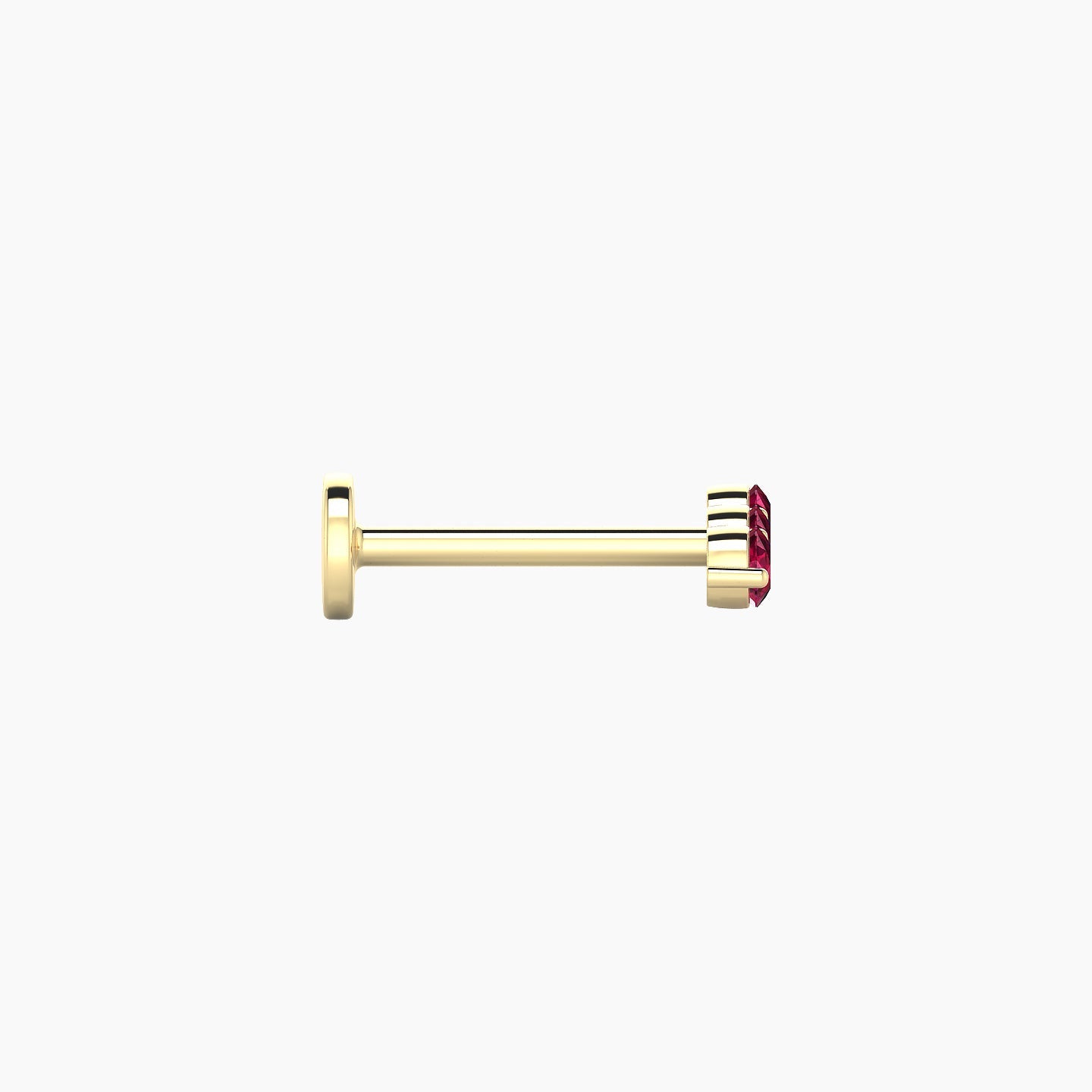 Ma'at | 18k Yellow Gold 8 mm 7.5 mm Trilogy Ruby Piercing