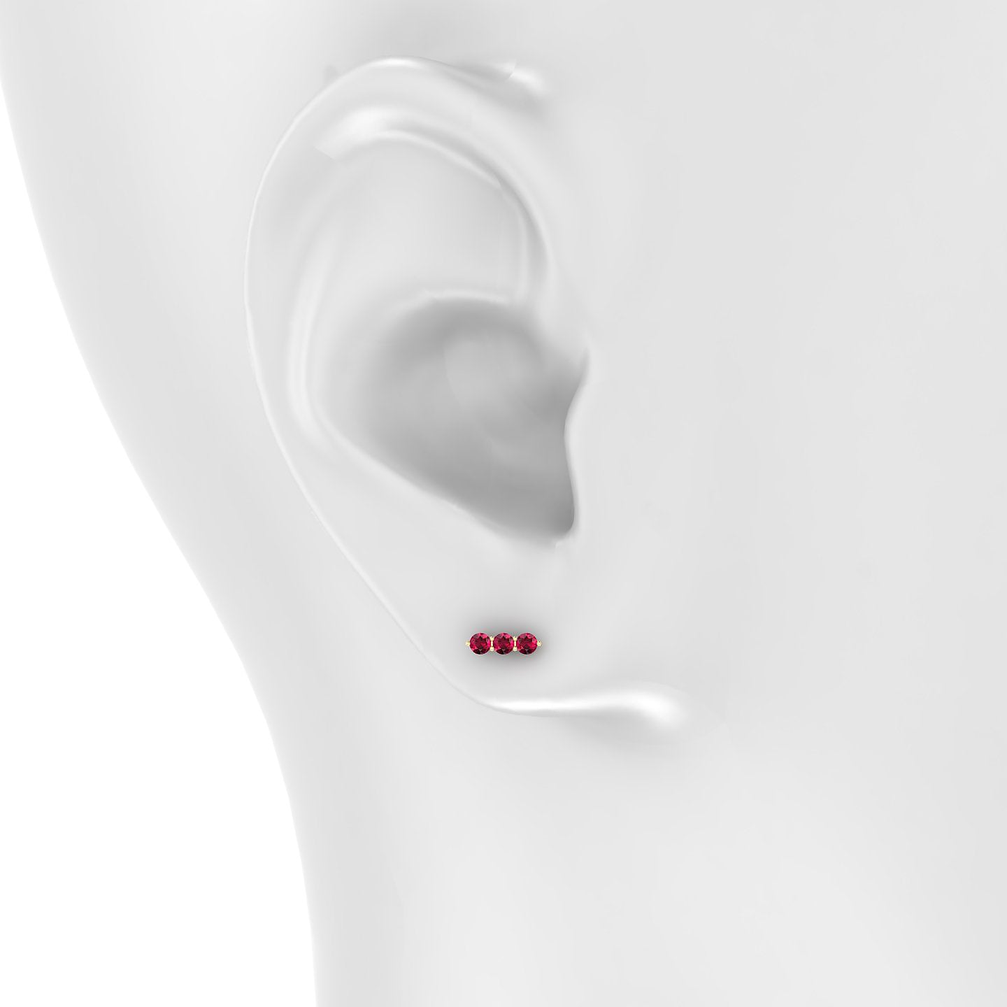 Ma'at | 18k Yellow Gold 8 mm 7 mm Trilogy Ruby Piercing