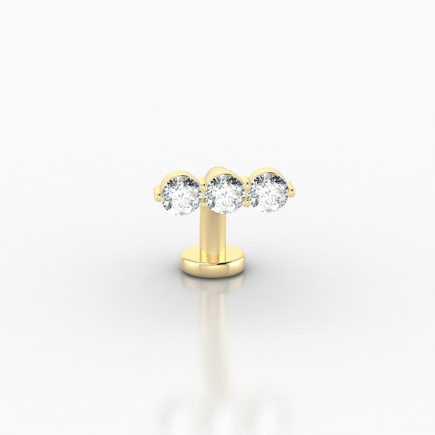 Ma'at | 18k Yellow Gold 10 mm 9 mm Trilogy Diamond Floating Navel Piercing