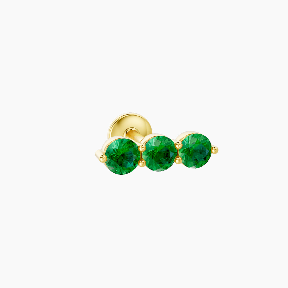 Ma'at | 18k Yellow Gold 5 mm 8.5 mm Trilogy Emerald Piercing