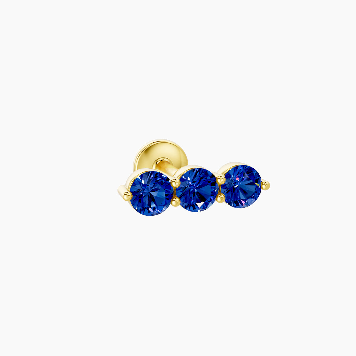 Ma'at | 18k Yellow Gold 5 mm 8.5 mm Trilogy Sapphire Piercing