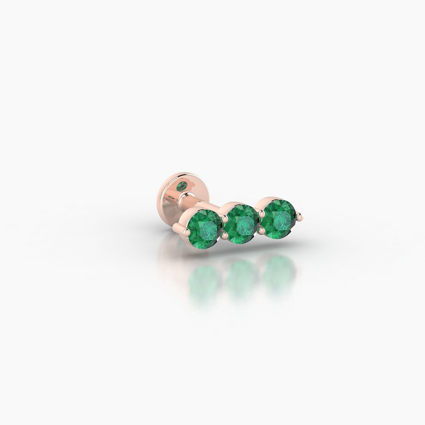 Ma'at | 18k Rose Gold 5 mm 9 mm Trilogy Emerald Piercing