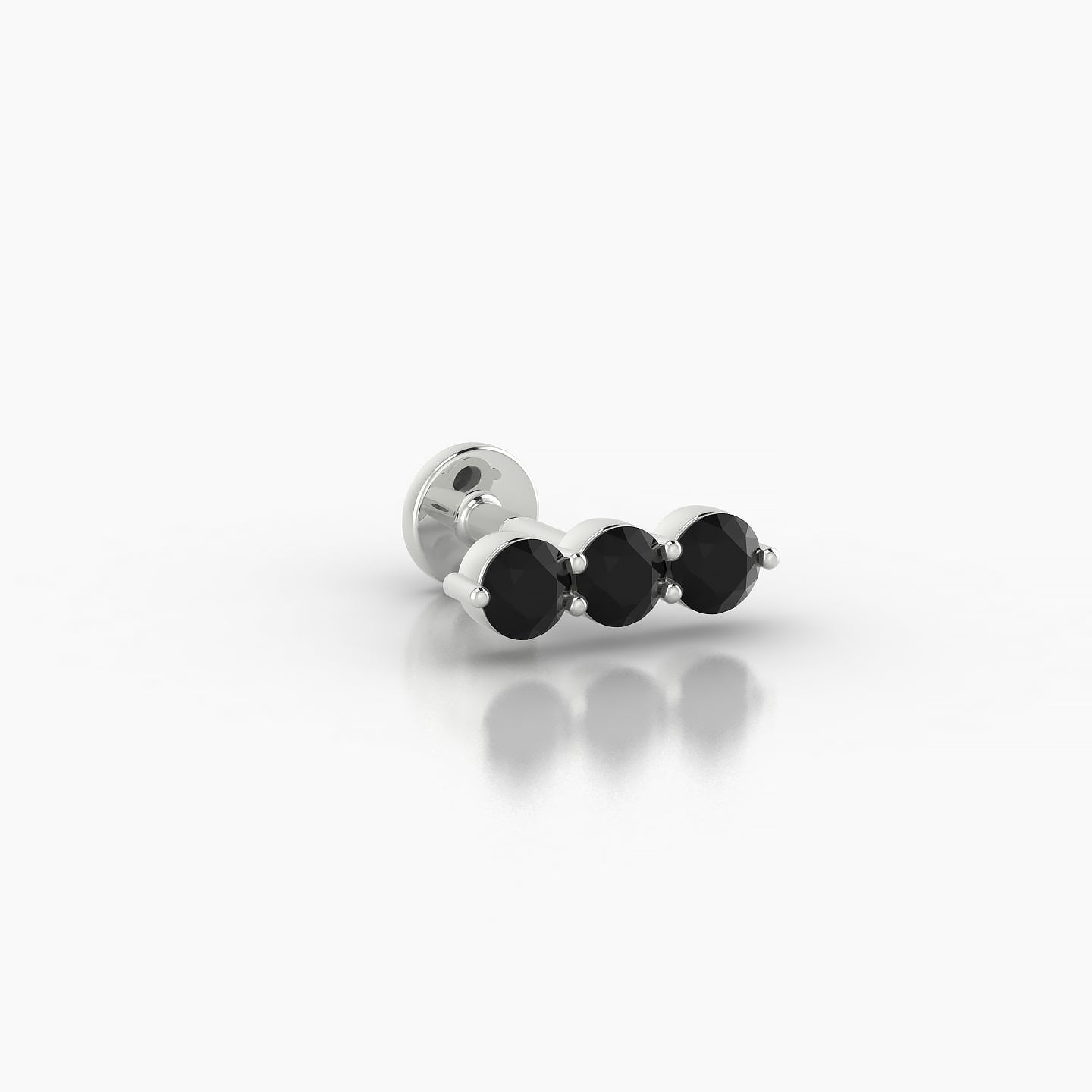 Ma'at | 18k White Gold 5 mm 9 mm Trilogy Black Diamond Piercing