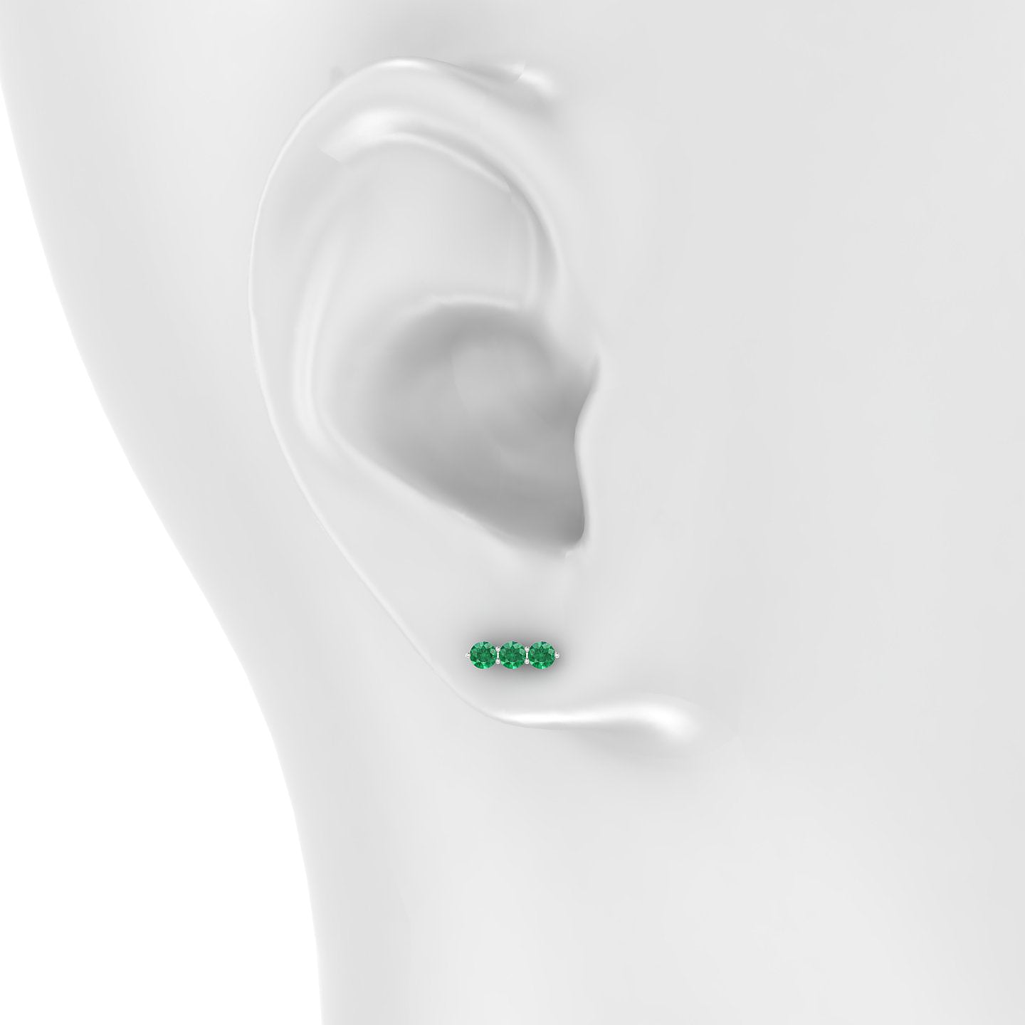 Ma'at | 18k White Gold 5 mm 8.5 mm Trilogy Emerald Piercing