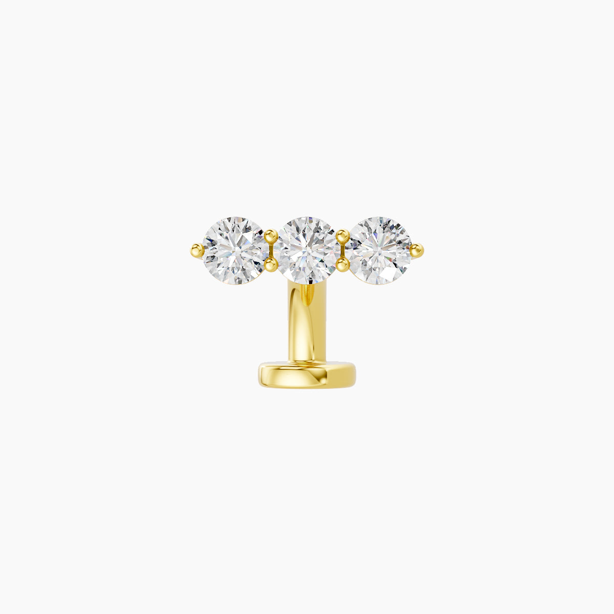 Ma'at | 18k Yellow Gold 8.5 mm 6 mm Trilogy Diamond Floating Navel Piercing