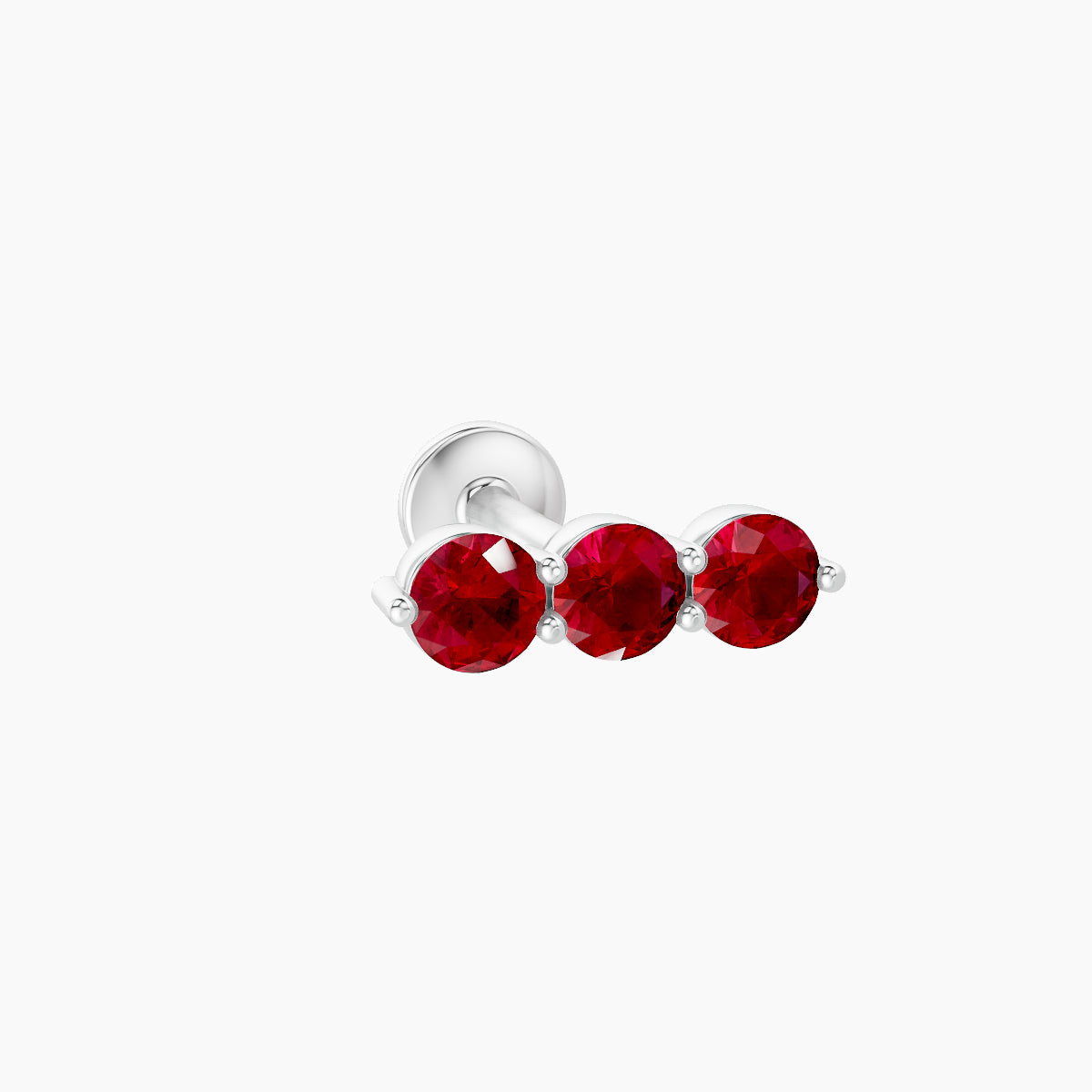 Ma'at | 18k White Gold 6.5 mm 8.5 mm Trilogy Ruby Piercing