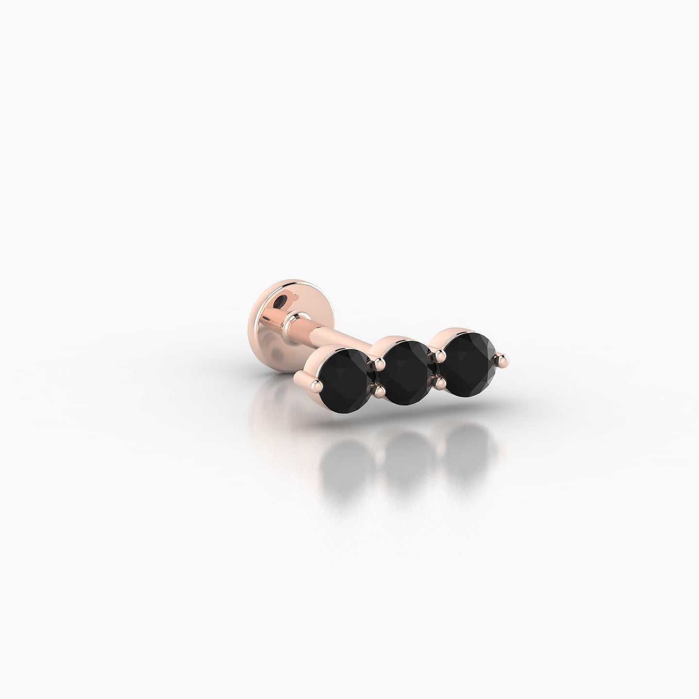 Ma'at | 18k Rose Gold 6.5 mm 9 mm Trilogy Black Diamond Piercing