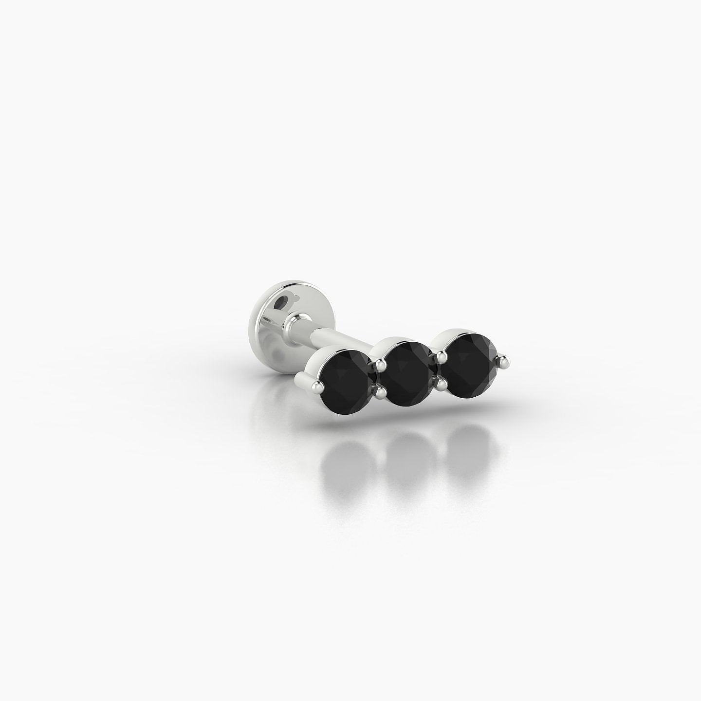 Ma'at | 18k White Gold 6.5 mm 9 mm Trilogy Black Diamond Piercing